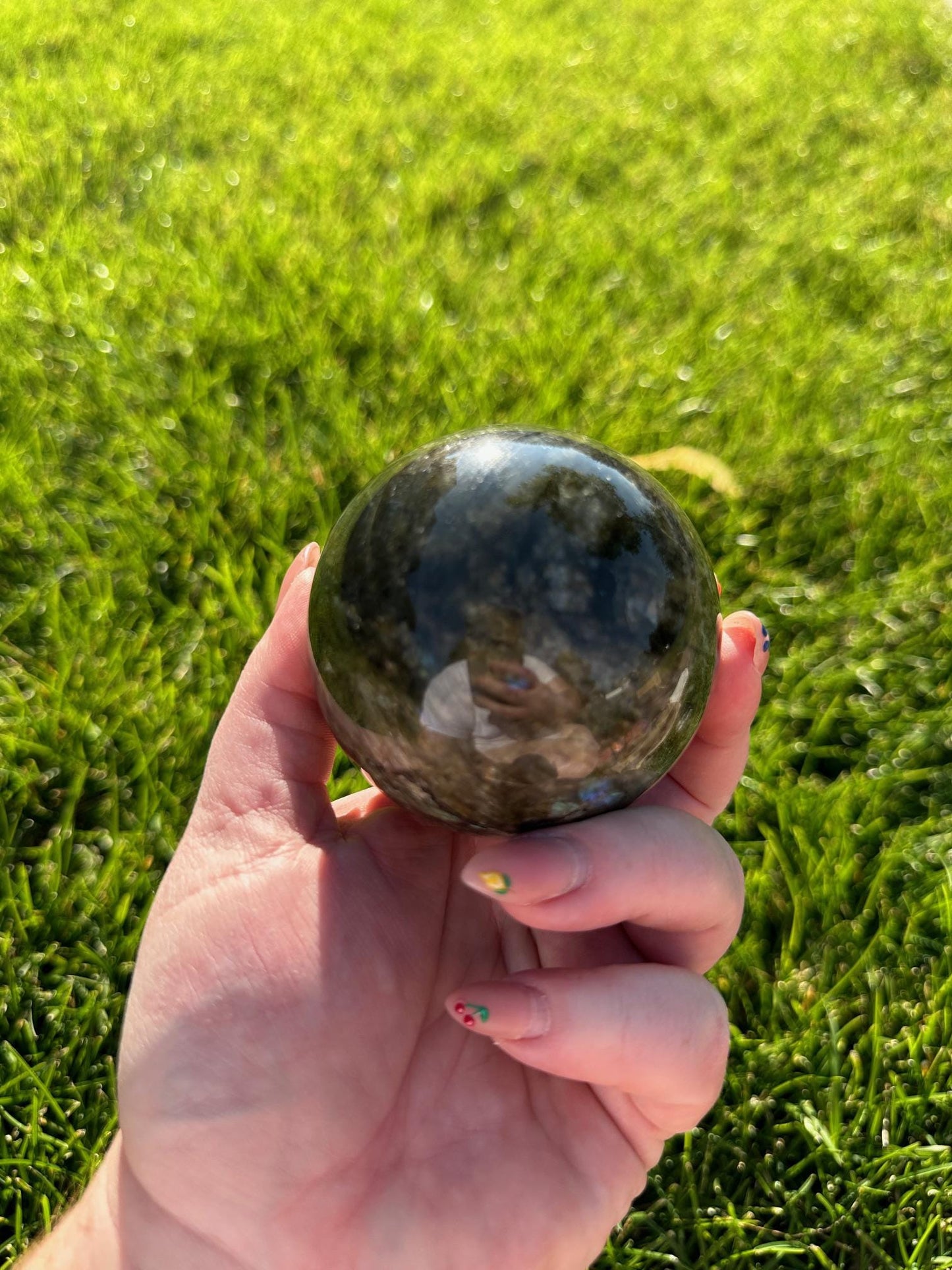 Flashy Blue Labradorite Sphere – 2.6" Diameter, 1 lb 2 oz – Protection, Transformation, and Intuition Crystal Ball