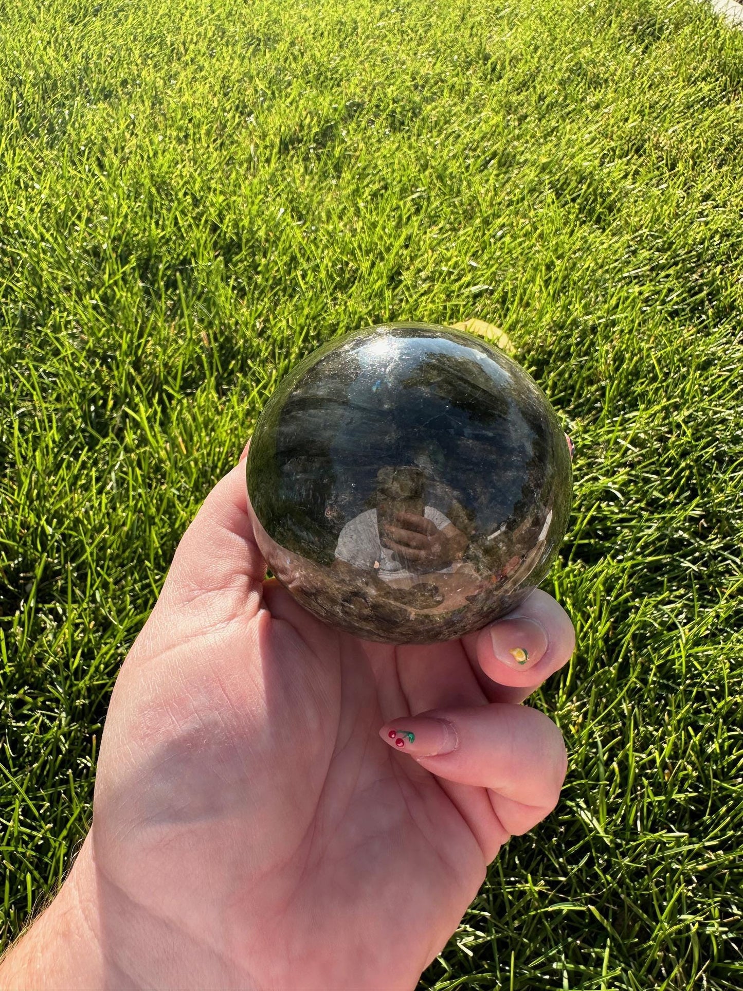 Flashy Blue Labradorite Sphere – 2.6" Diameter, 1 lb 2 oz – Protection, Transformation, and Intuition Crystal Ball