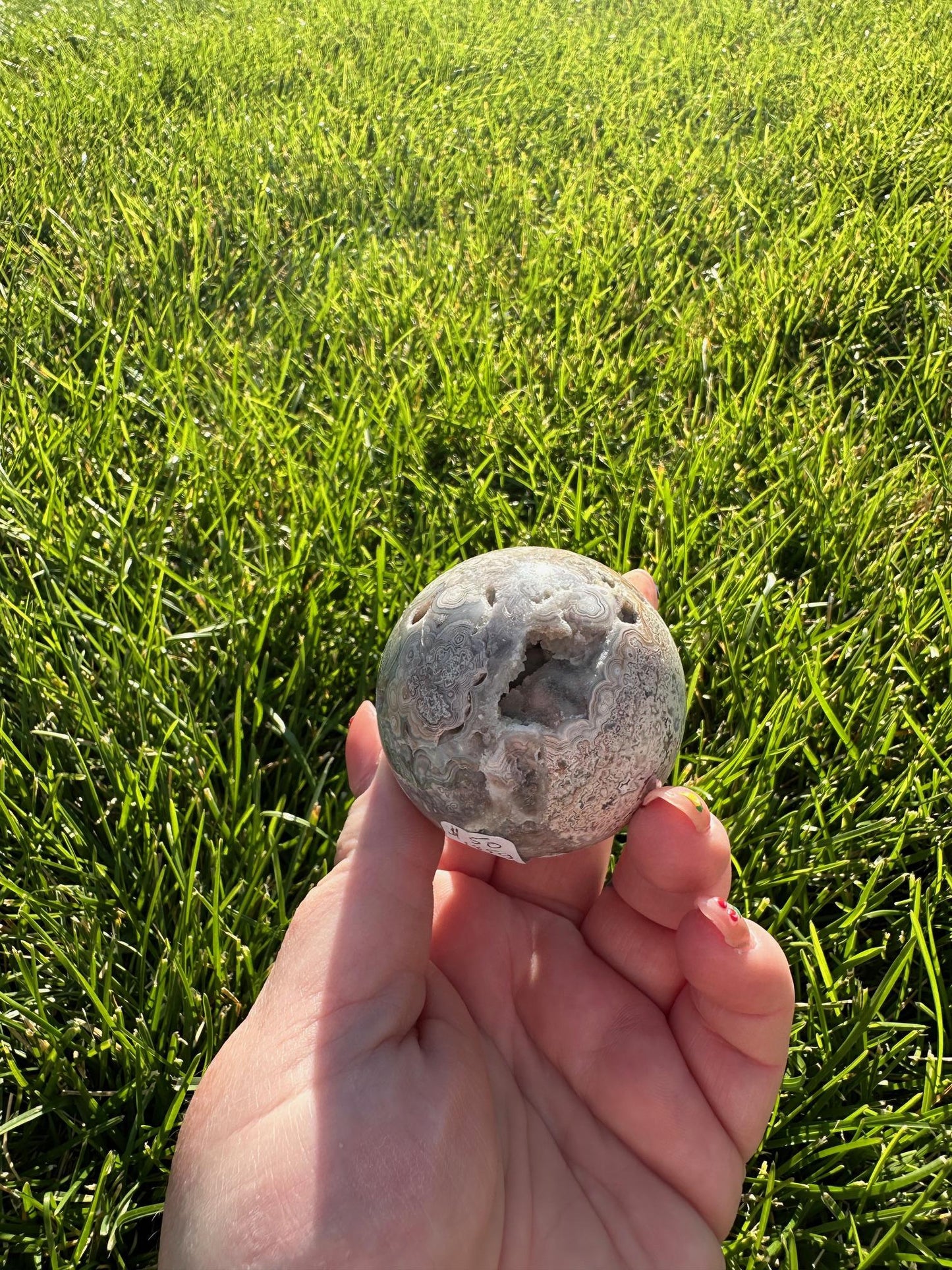 Crazy Lace Agate Sphere – 1.8" Diameter, 6 oz – Joy, Balance, and Protection Crystal from Mexico