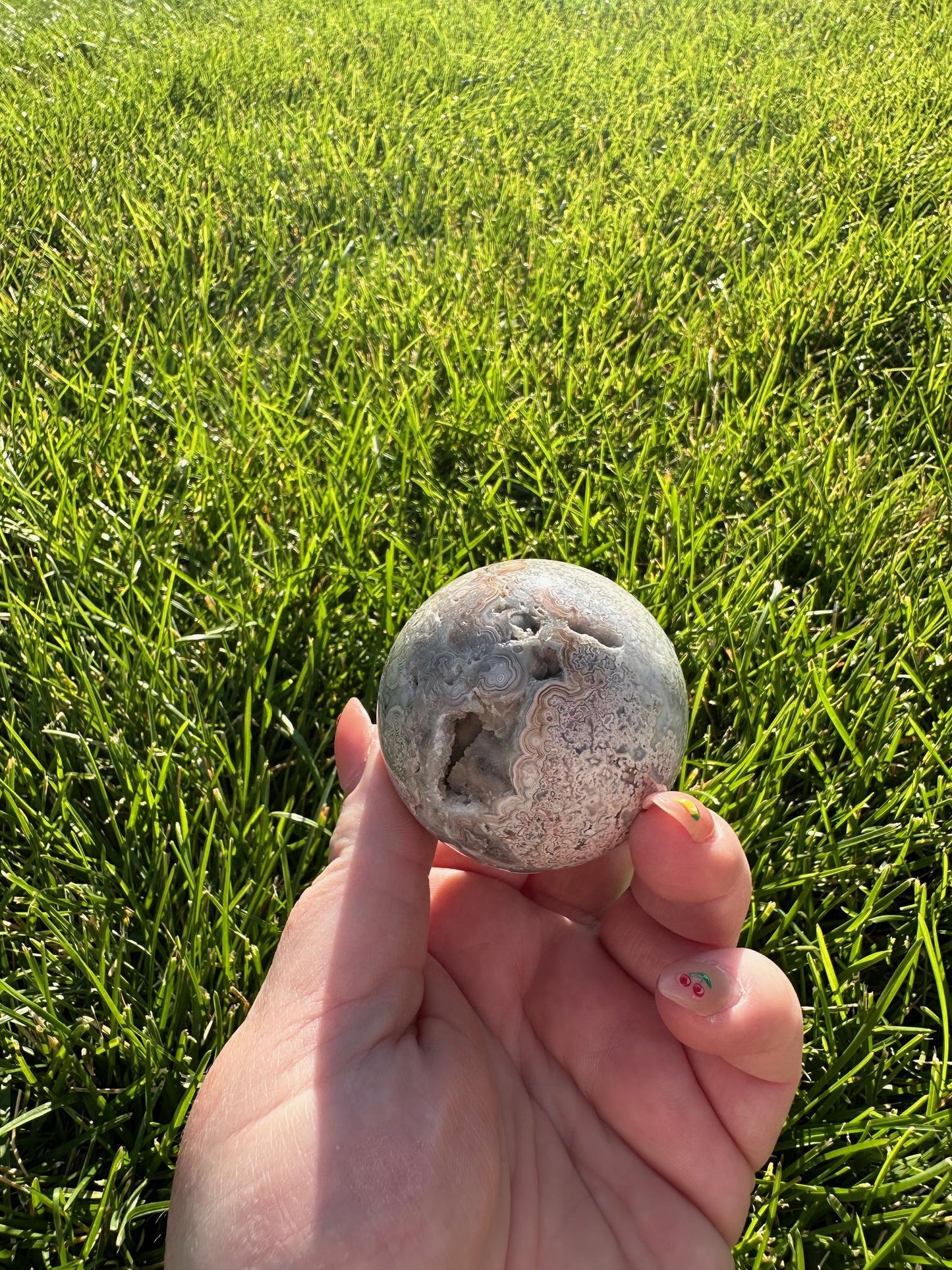 Crazy Lace Agate Sphere – 1.8" Diameter, 6 oz – Joy, Balance, and Protection Crystal from Mexico