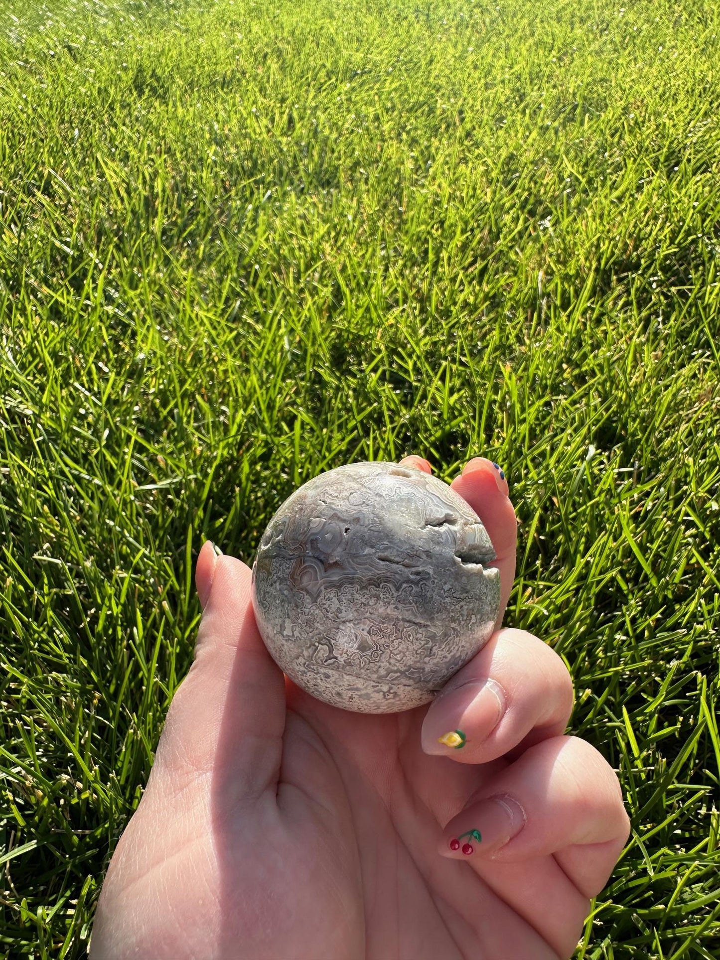 Crazy Lace Agate Sphere – 1.8" Diameter, 6 oz – Joy, Balance, and Protection Crystal from Mexico