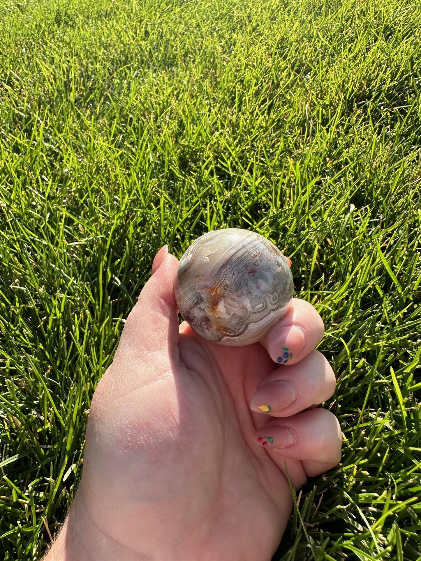 Crazy Lace Agate Sphere – 1.6" Diameter, 4 oz – Joy, Balance, and Protection Crystal from Mexico