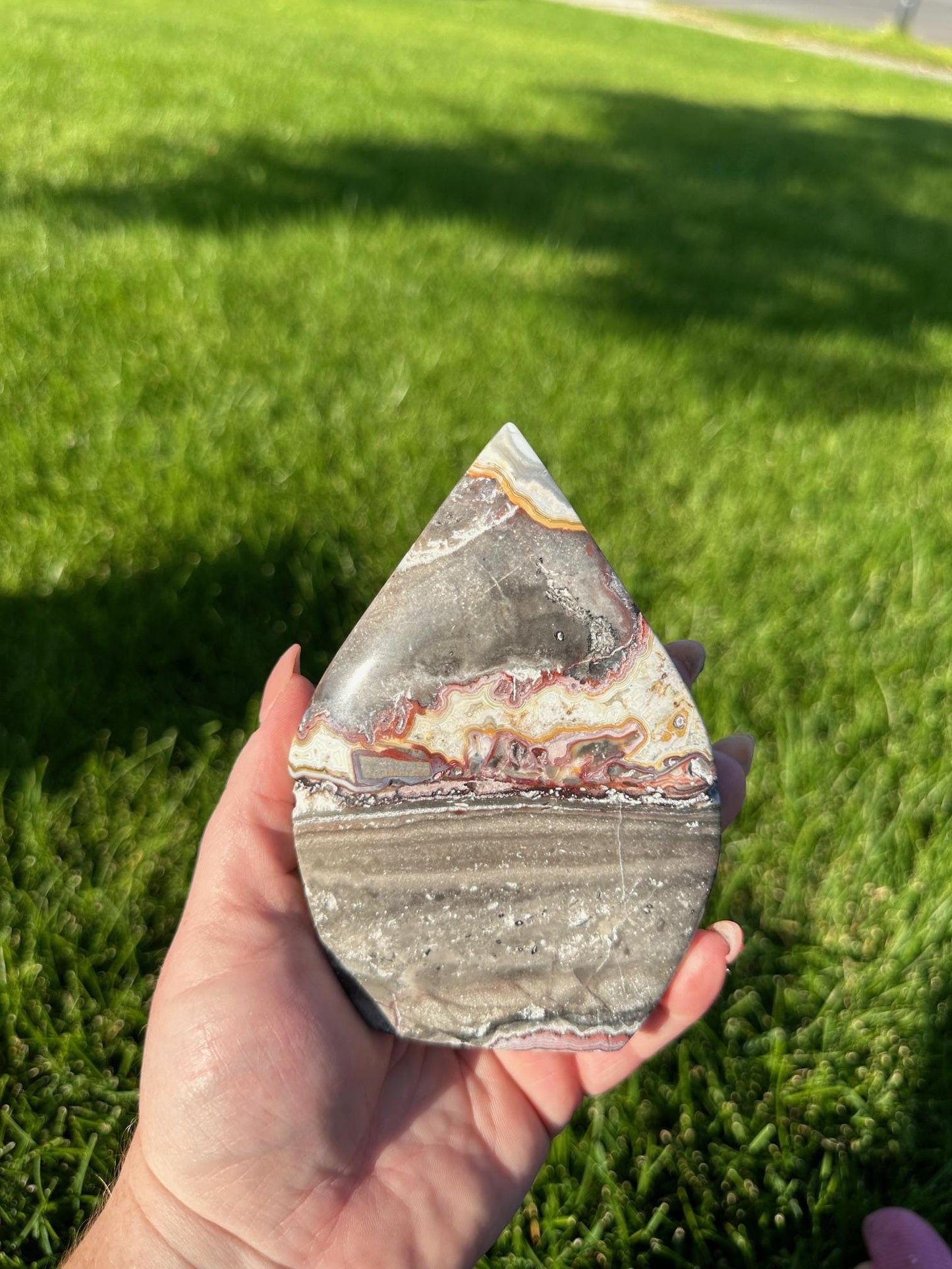 Crazy Lace Agate Freeform – 5" Tall, 14 oz – Joy, Balance, and Protection Stone from Mexico