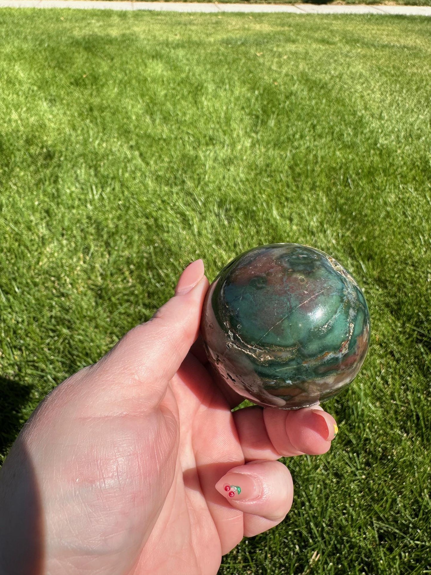 Ocean Jasper Sphere - 2.1-inch Diameter, 10 oz