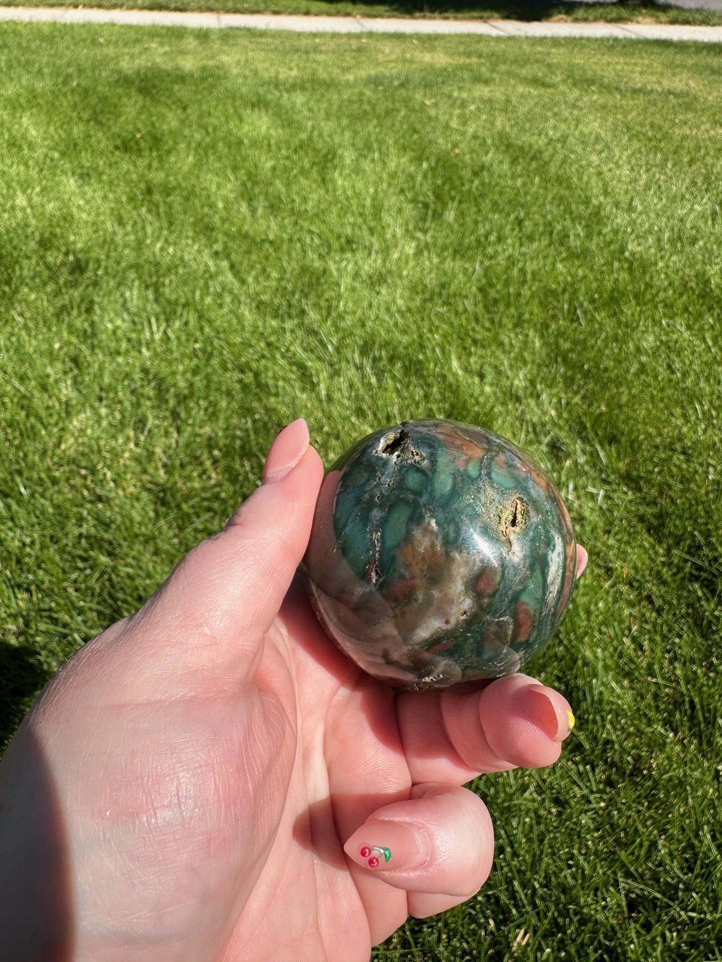 Ocean Jasper Sphere - 2.1-inch Diameter, 10 oz