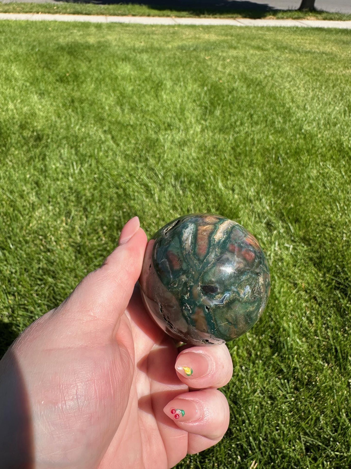 Ocean Jasper Sphere - 2.1-inch Diameter, 10 oz