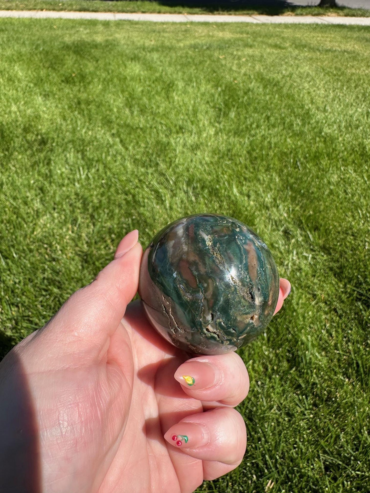 Ocean Jasper Sphere - 2.1-inch Diameter, 10 oz