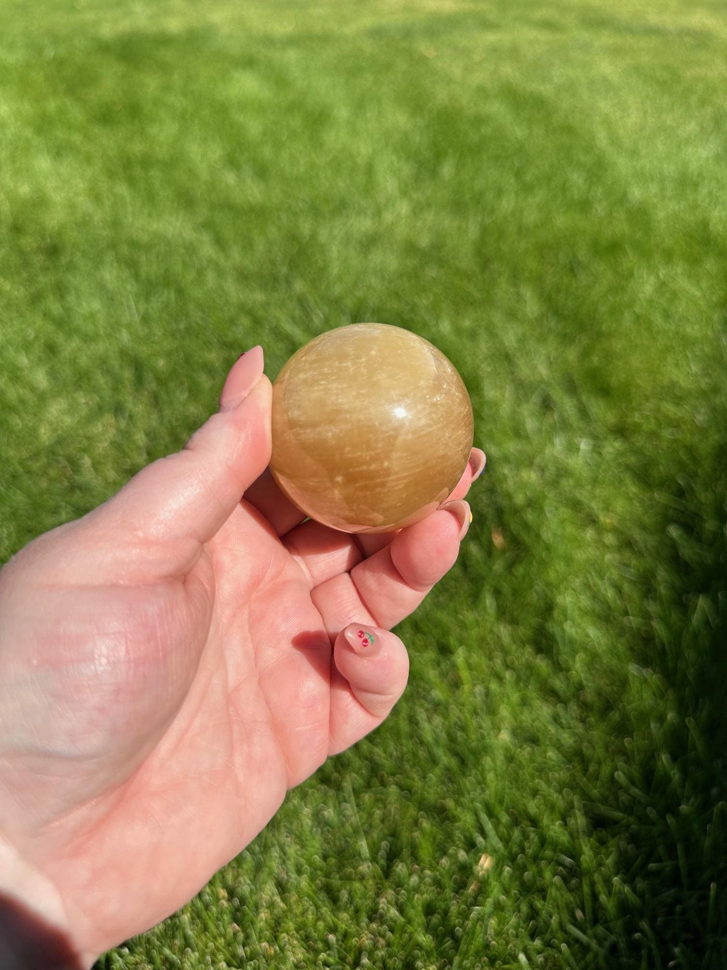 Honey Calcite Sphere - 1.8-inch Diameter, 8 oz | Empowerment & Clarity Crystal