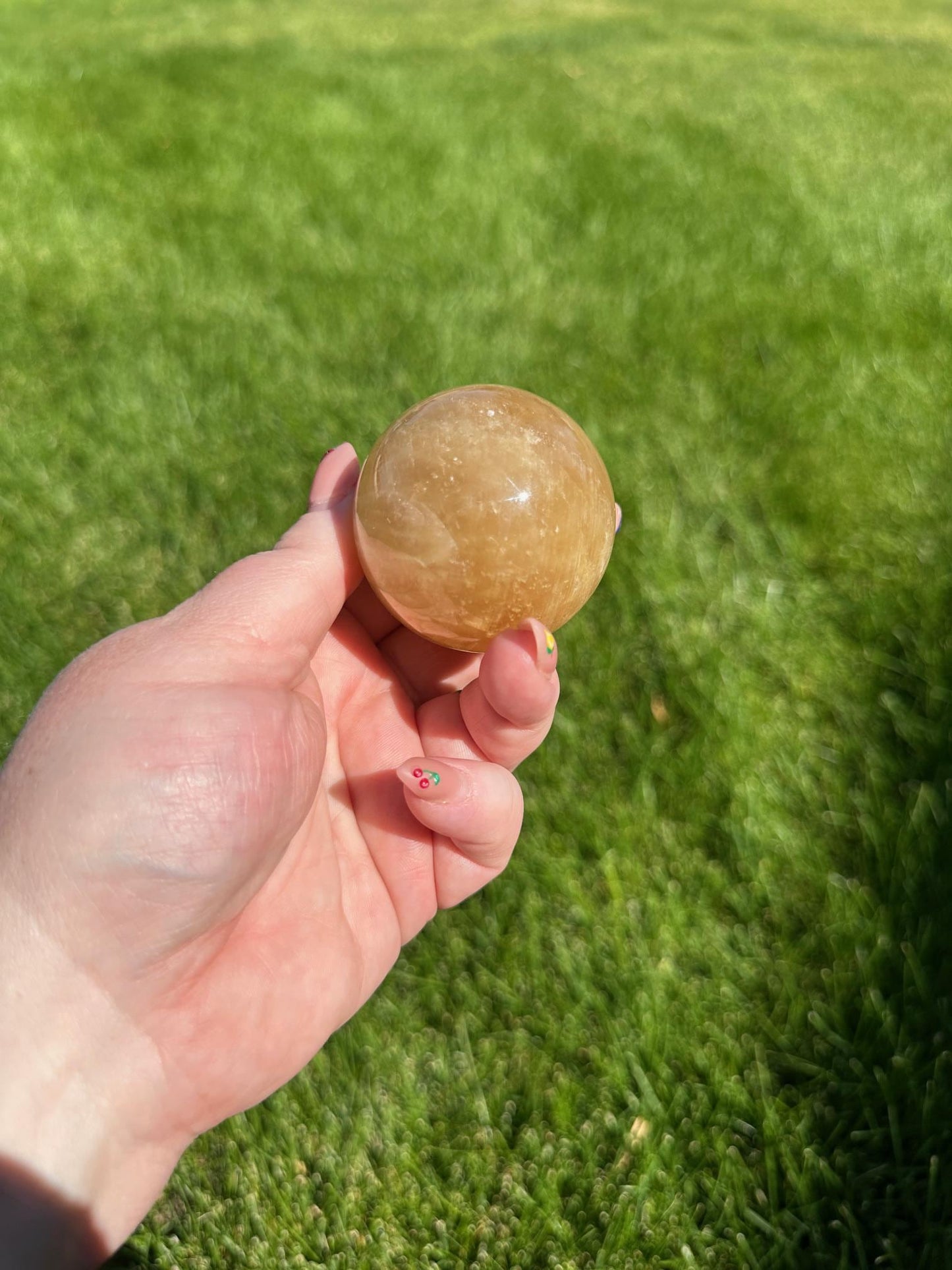 Honey Calcite Sphere - 1.8-inch Diameter, 8 oz | Empowerment & Clarity Crystal