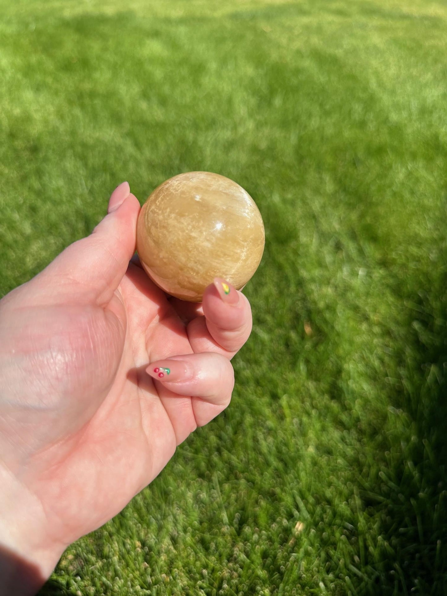 Honey Calcite Sphere - 1.8-inch Diameter, 8 oz | Empowerment & Clarity Crystal