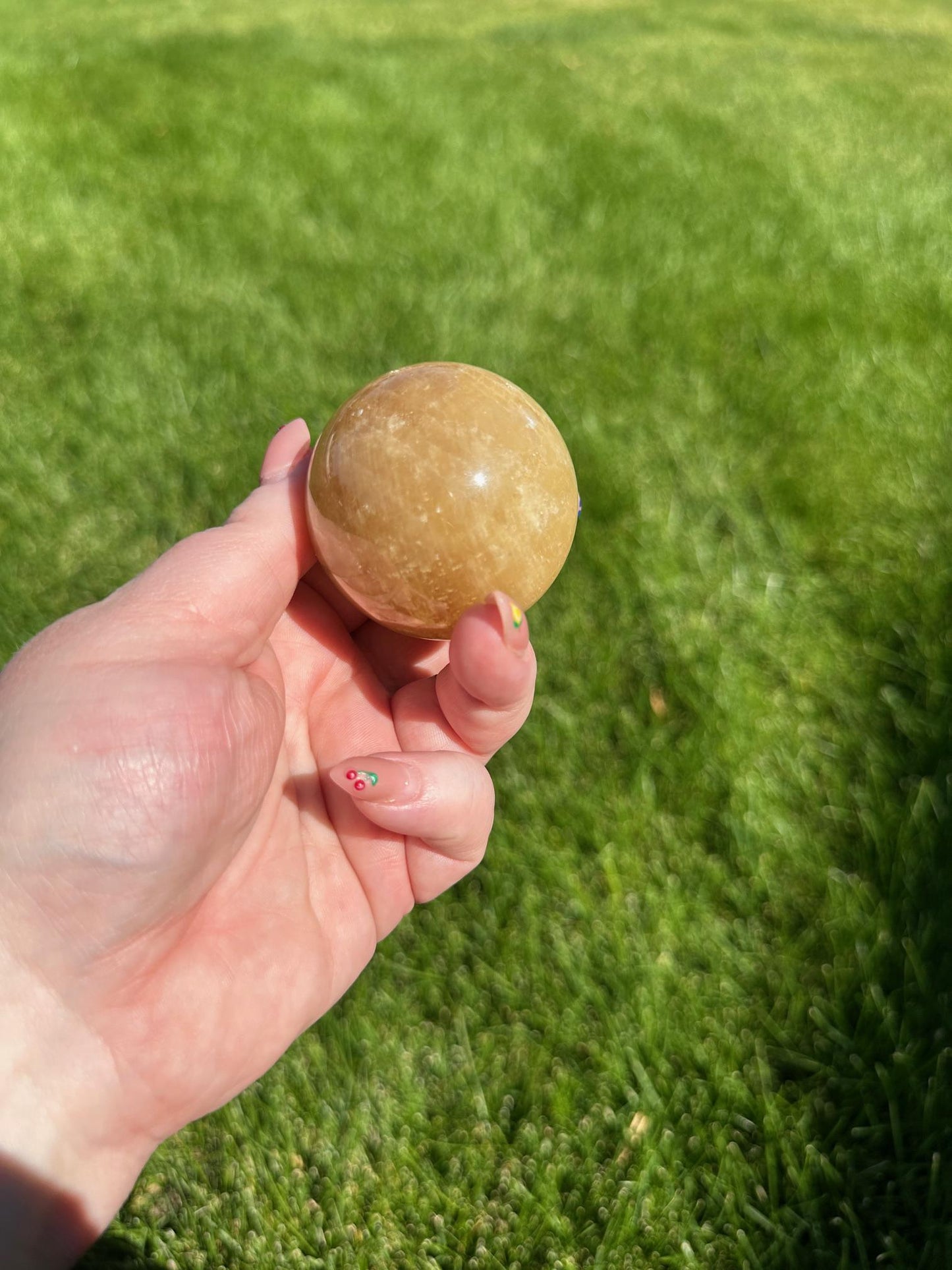 Honey Calcite Sphere - 1.8-inch Diameter, 8 oz | Empowerment & Clarity Crystal