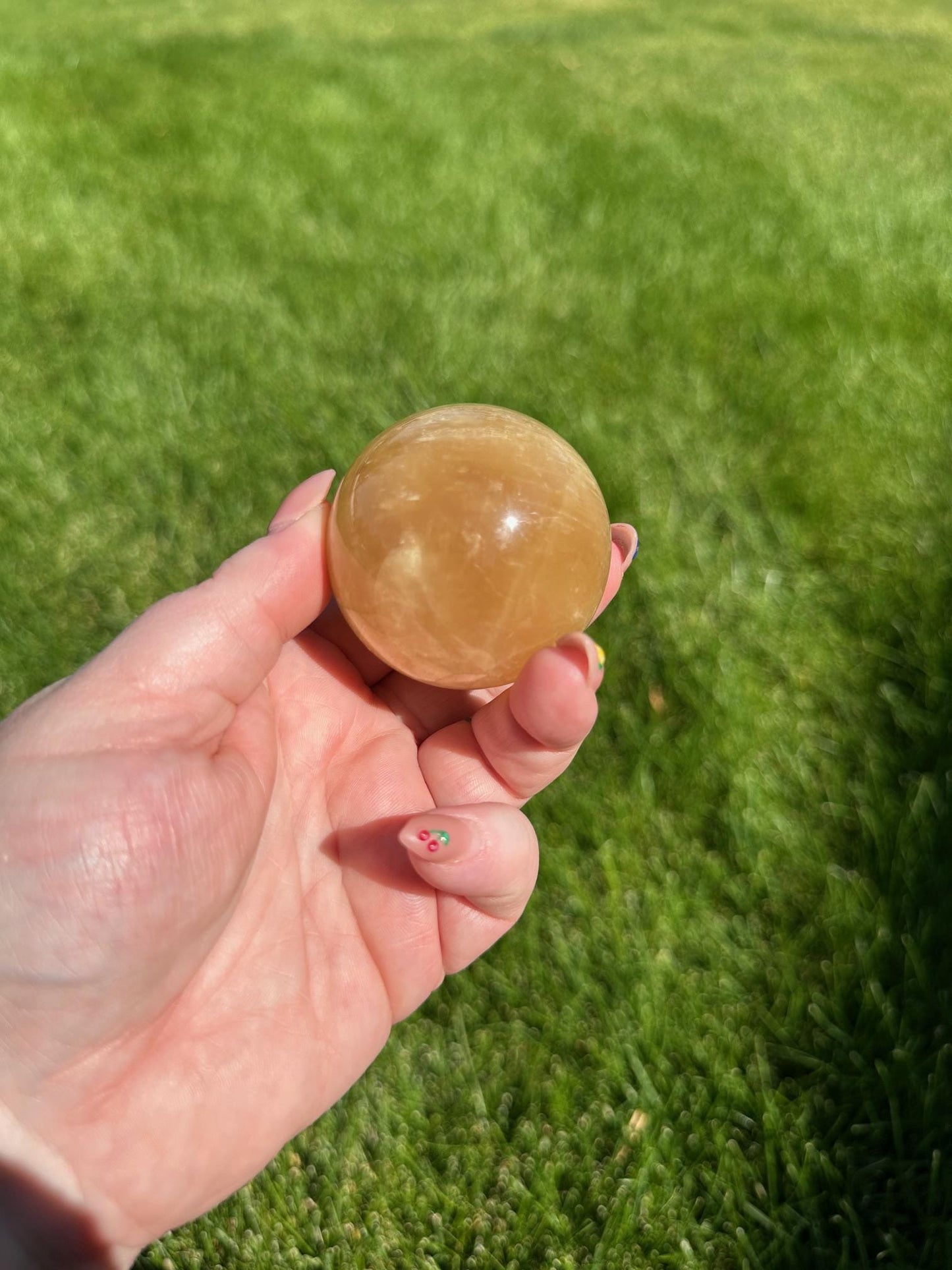 Honey Calcite Sphere - 1.8-inch Diameter, 8 oz | Empowerment & Clarity Crystal