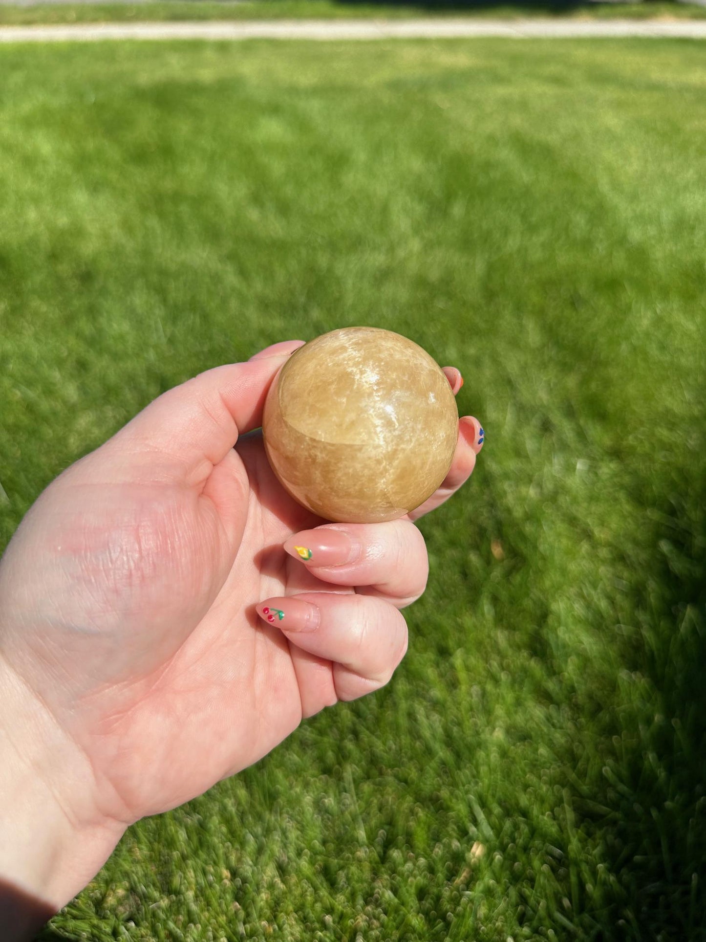 Honey Calcite Sphere - 1.8-inch Diameter, 8 oz | Empowerment & Clarity Crystal