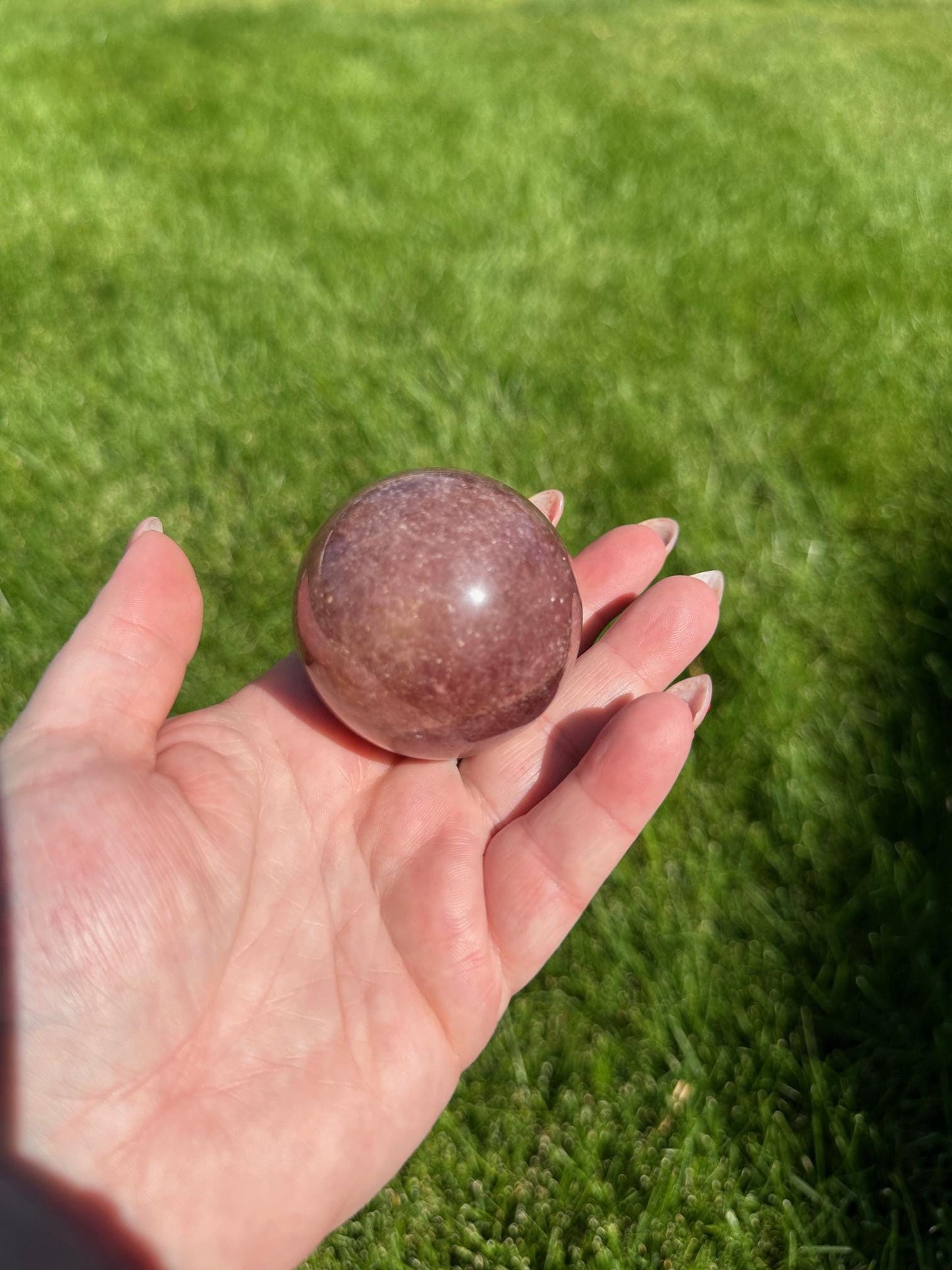 Strawberry Quartz Sphere - 1.9-inch Diameter, 7 oz | Love & Joy Crystal