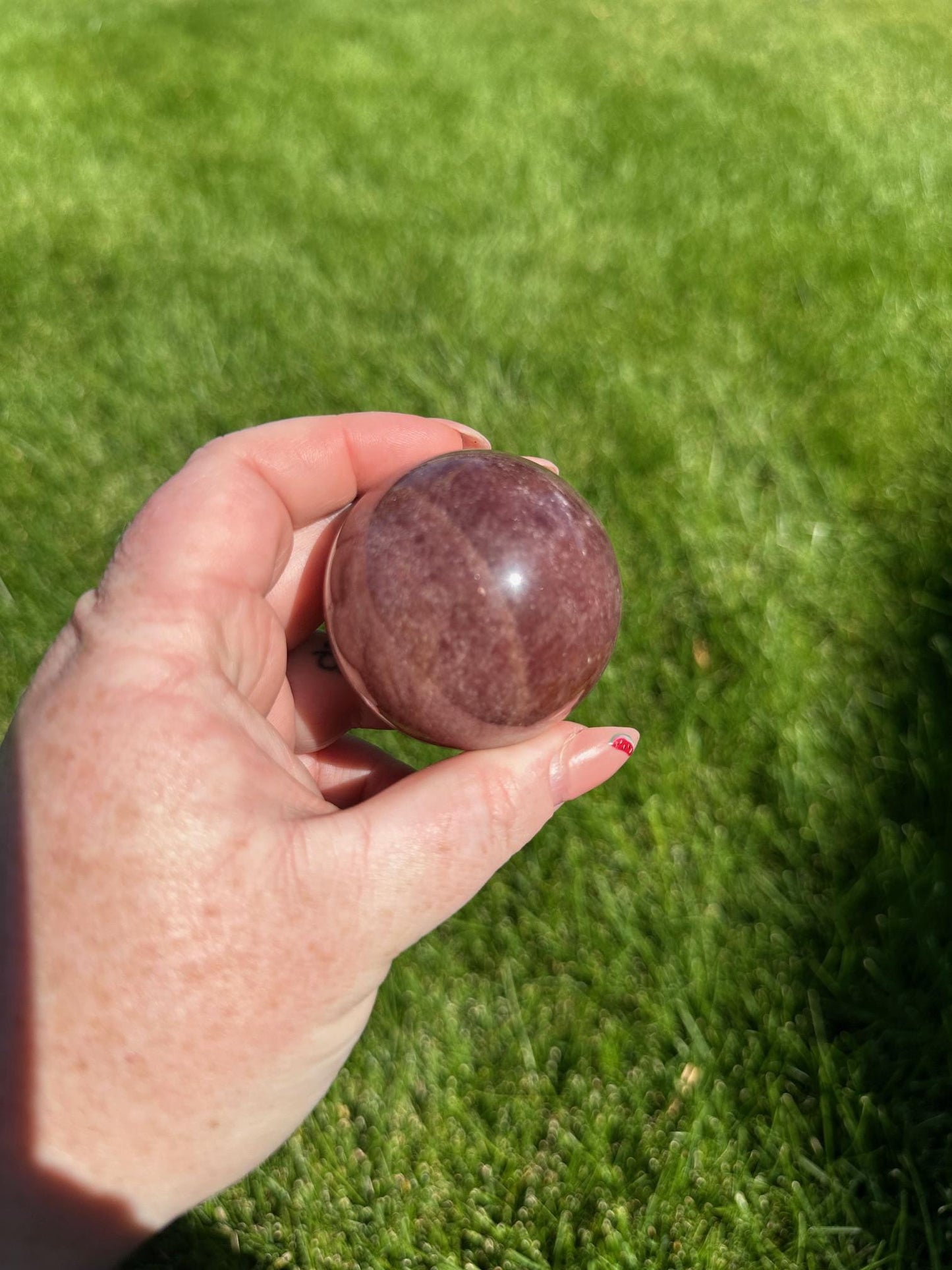 Strawberry Quartz Sphere - 1.9-inch Diameter, 7 oz | Love & Joy Crystal