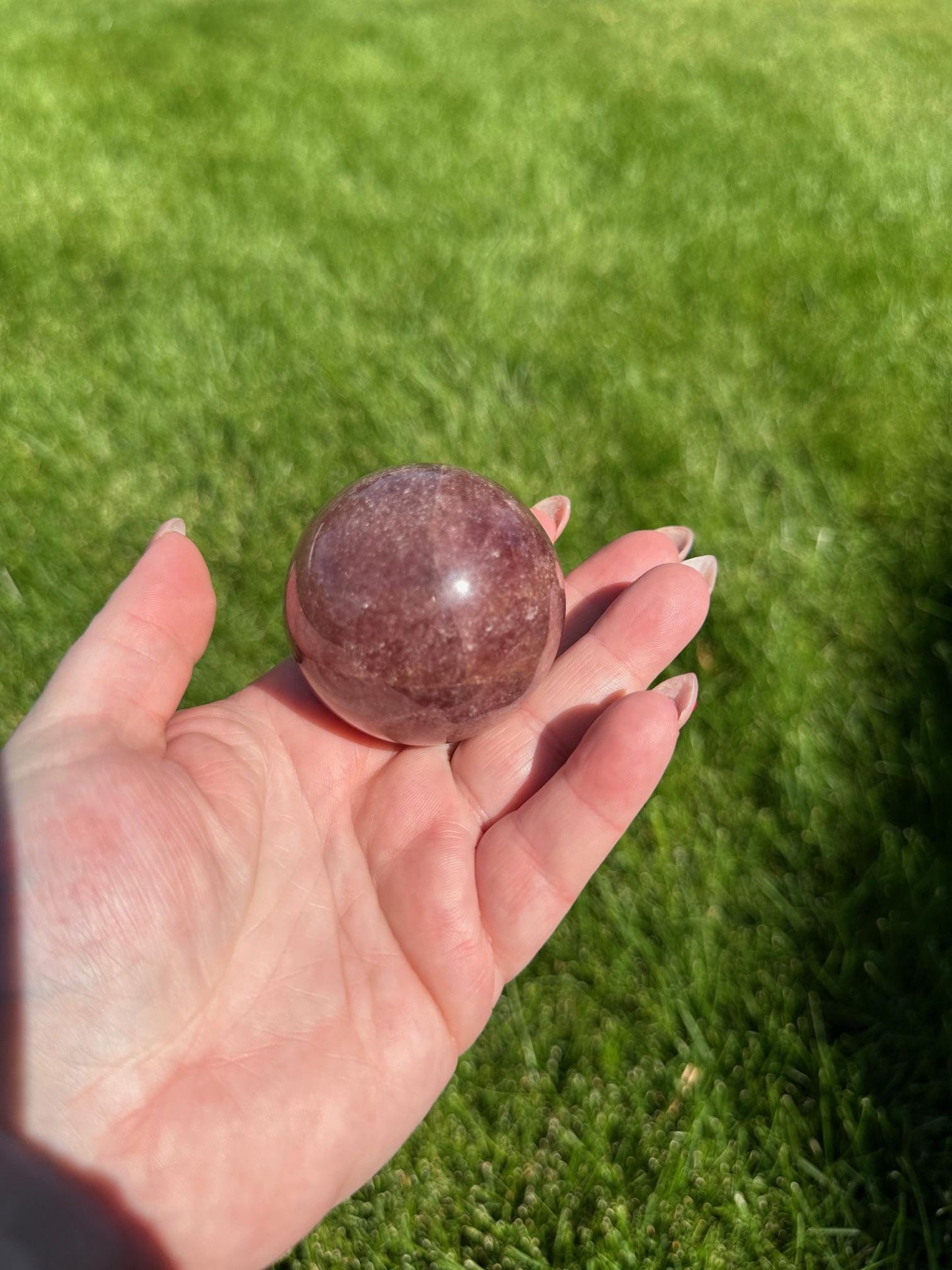 Strawberry Quartz Sphere - 1.9-inch Diameter, 7 oz | Love & Joy Crystal