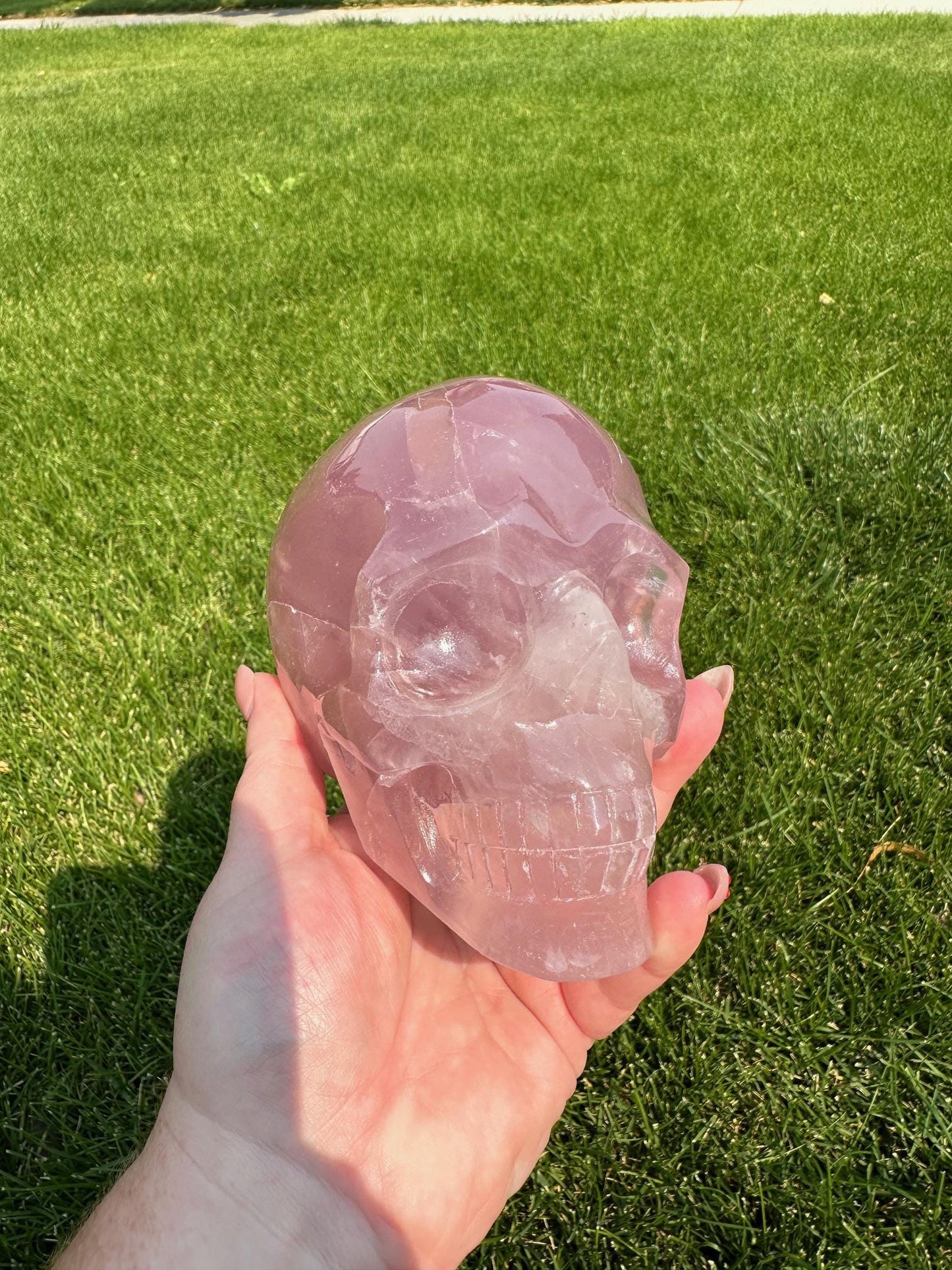 Rose Quartz Crystal Skull – 3 lbs 10 oz – Over 4 Inches Tall – Love and Healing Energy carving