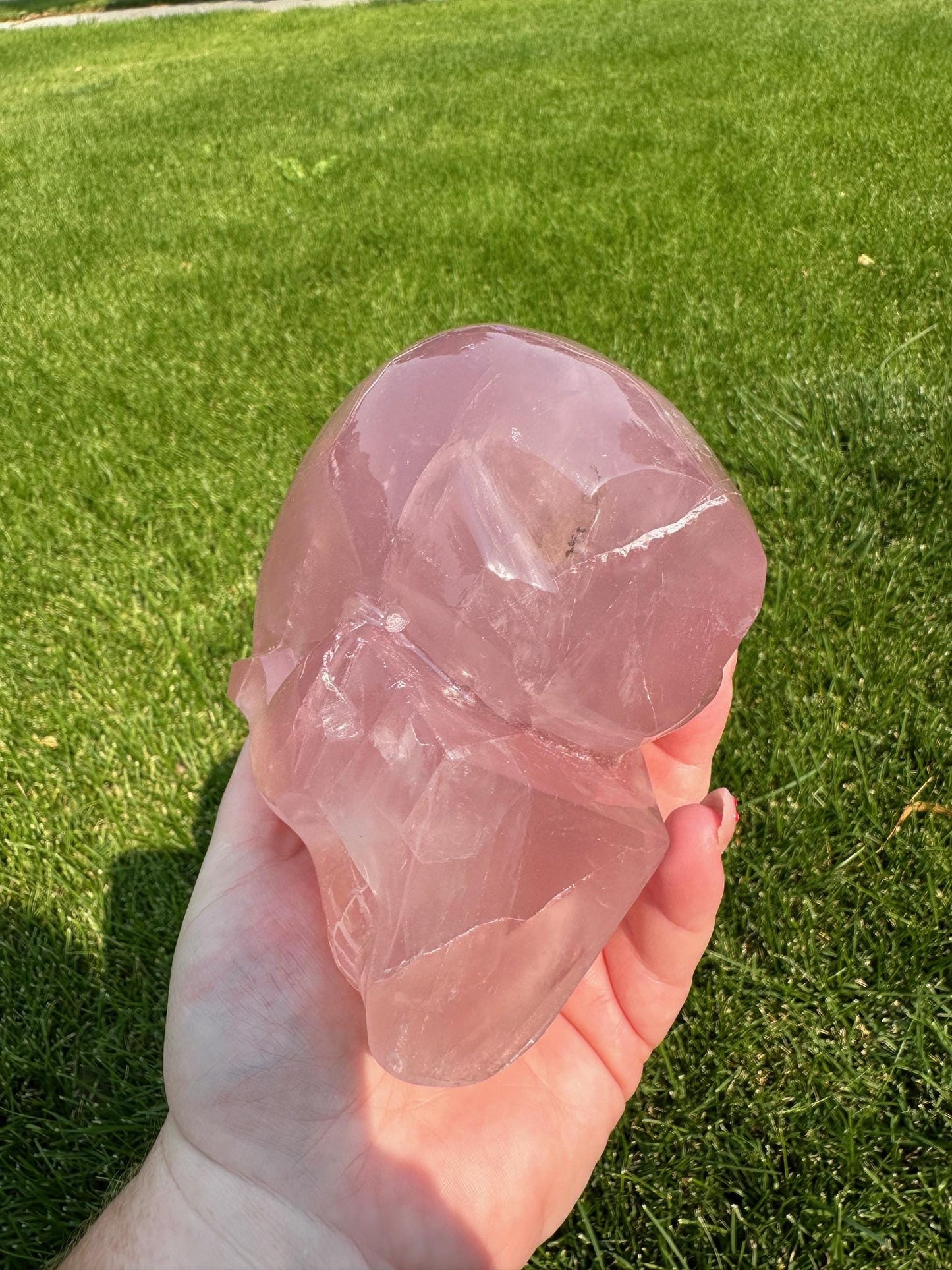 Rose Quartz Crystal Skull – 3 lbs 10 oz – Over 4 Inches Tall – Love and Healing Energy carving