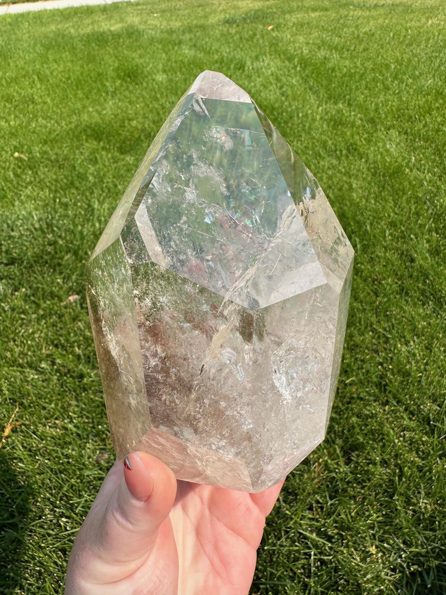 Light Smoky Quartz Crystal Tower with Rainbows – 5.2 Inches Tall – Elegant Healing Stone