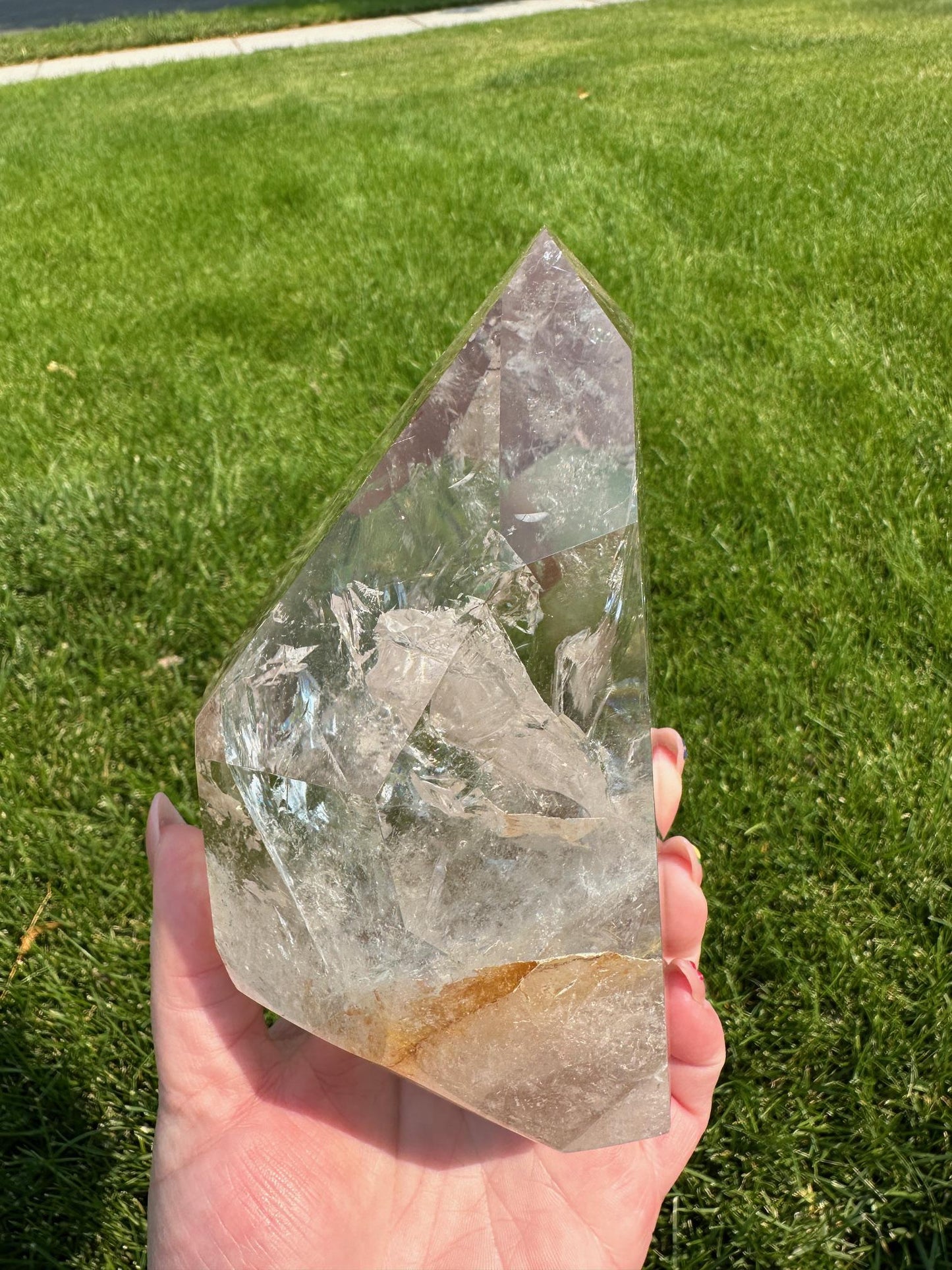 Light Smoky Quartz Crystal Tower with Rainbows – 5.2 Inches Tall – Elegant Healing Stone