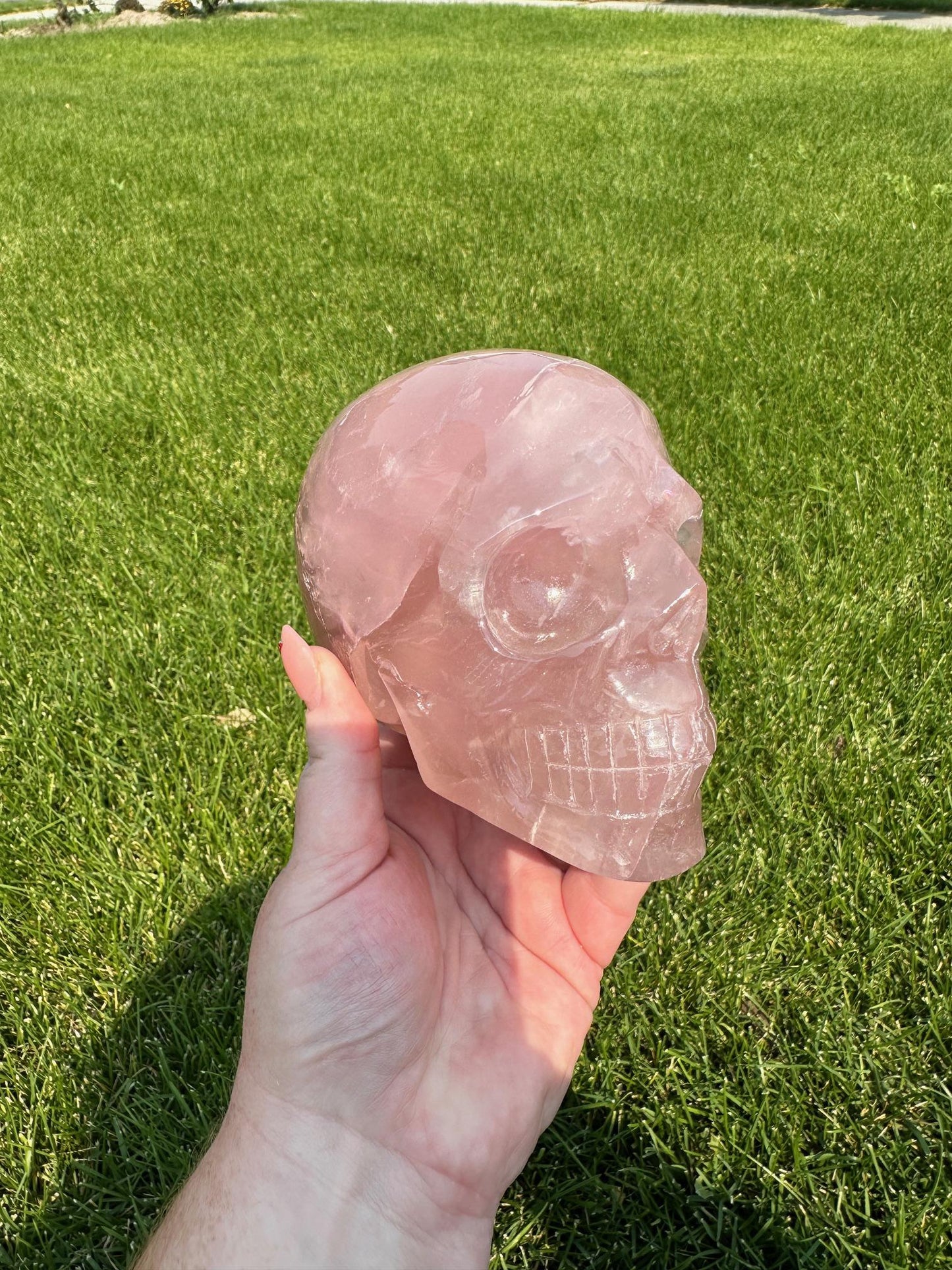 Dark Pink Rose Quartz Skull – 2 lbs 14 oz – 4 Inches Tall – Brazilian Healing Crystal