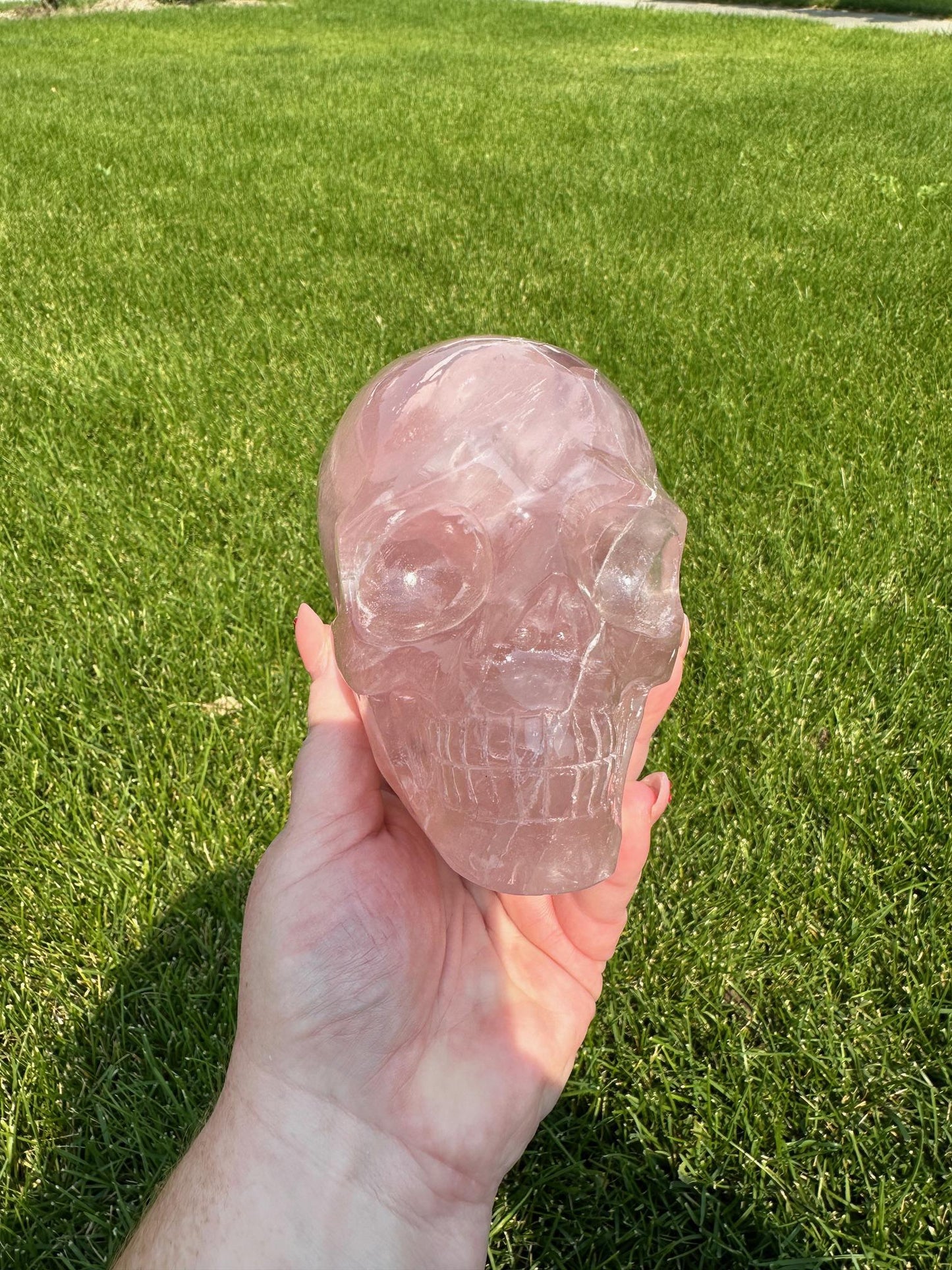 Dark Pink Rose Quartz Skull – 2 lbs 14 oz – 4 Inches Tall – Brazilian Healing Crystal