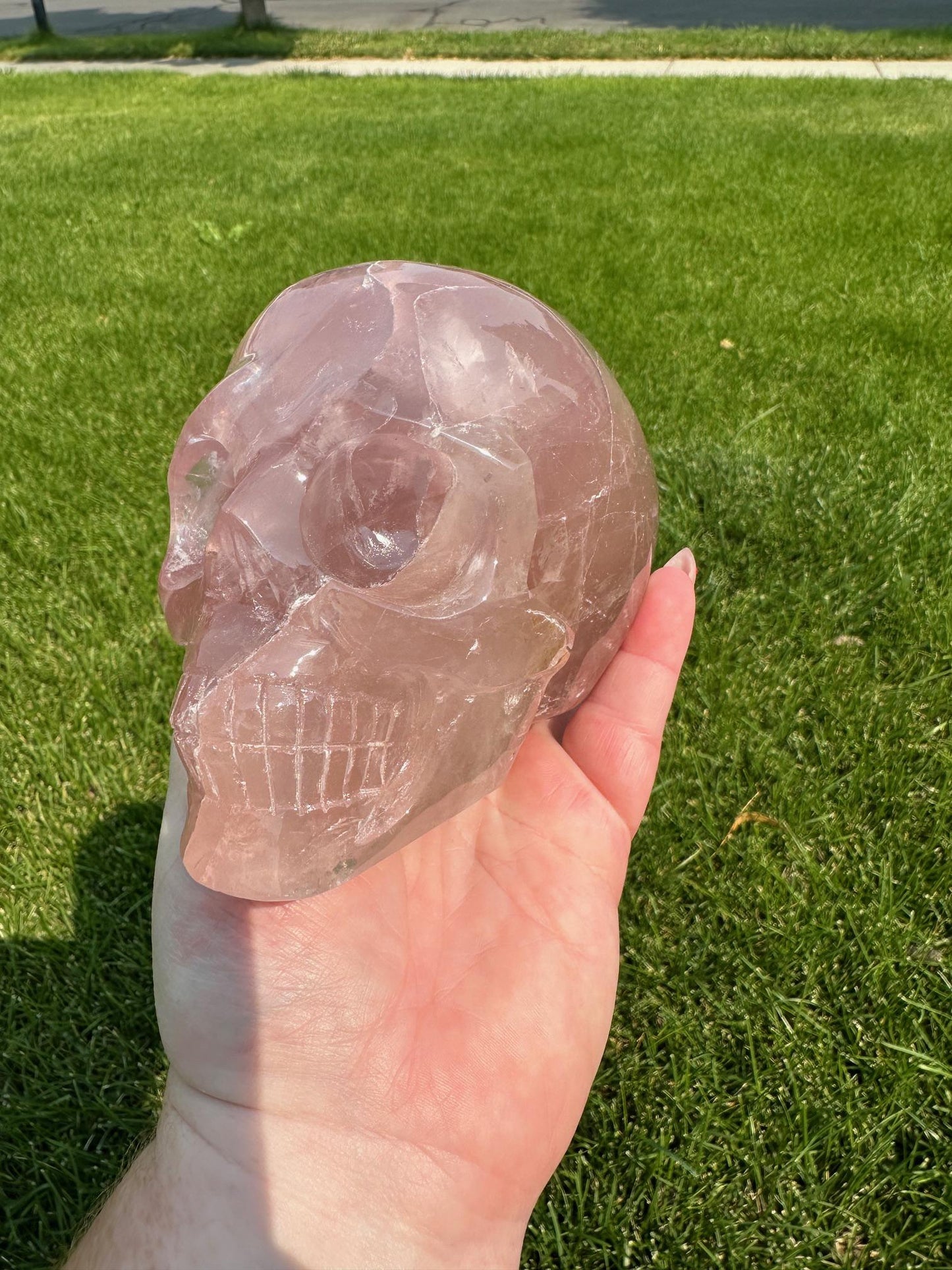 Dark Pink Rose Quartz Skull – 2 lbs 14 oz – 4 Inches Tall – Brazilian Healing Crystal