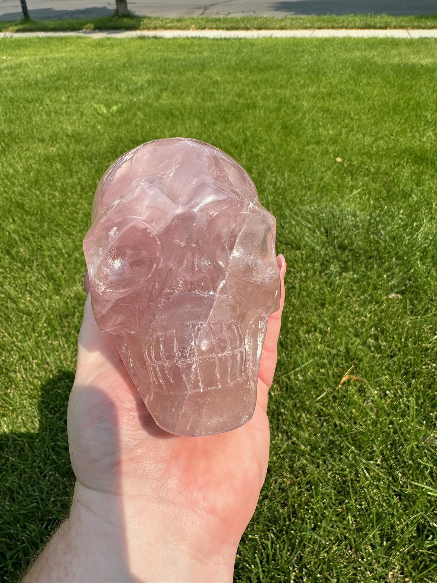 Dark Pink Rose Quartz Skull – 2 lbs 14 oz – 4 Inches Tall – Brazilian Healing Crystal