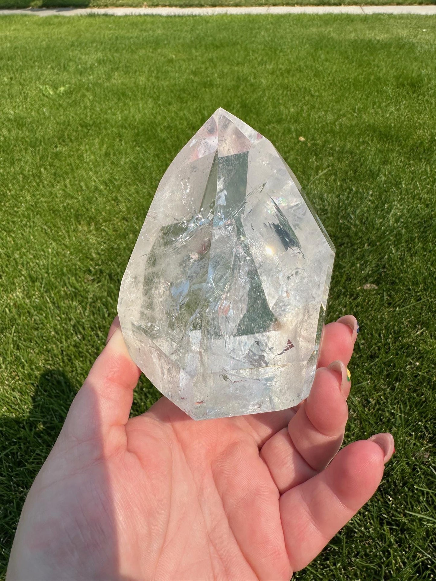 Clear Quartz Tower with Rainbows – 1 lb 7 oz – 3.7 Inches Tall – Powerful Energy Crystal