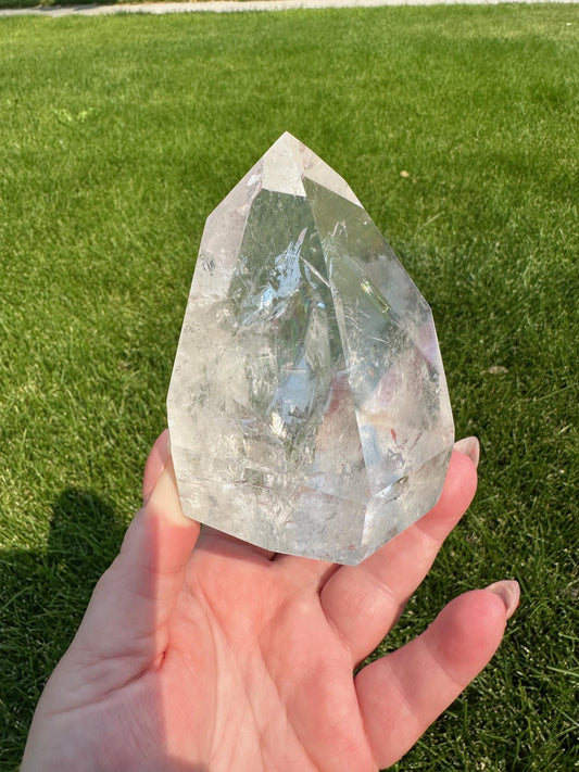 Clear Quartz Tower with Rainbows – 1 lb 7 oz – 3.7 Inches Tall – Powerful Energy Crystal