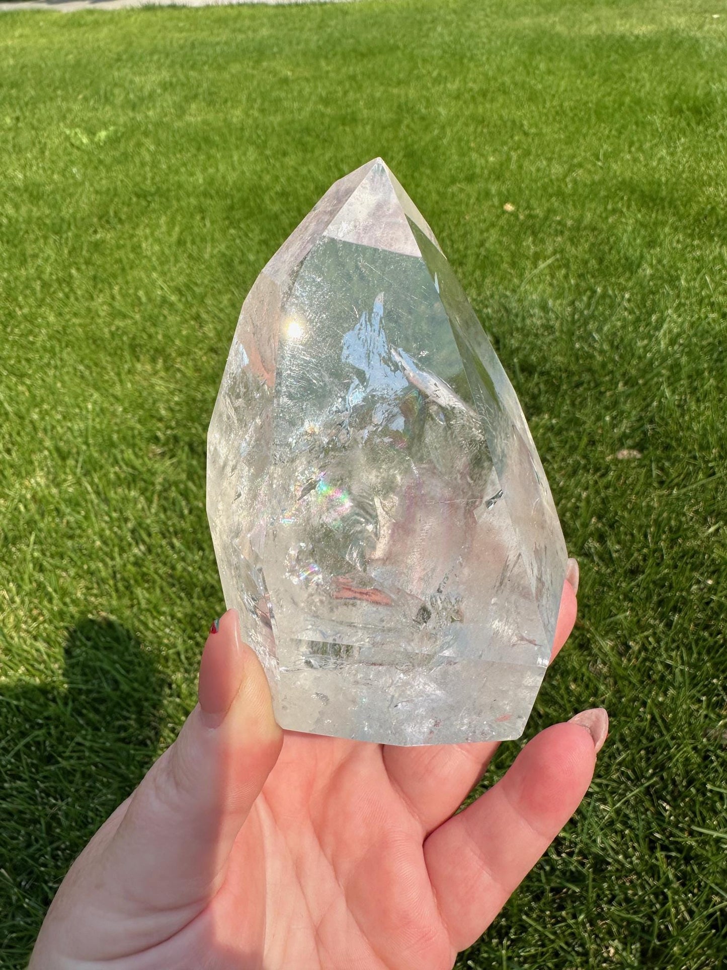 Clear Quartz Tower with Rainbows – 1 lb 7 oz – 3.7 Inches Tall – Powerful Energy Crystal