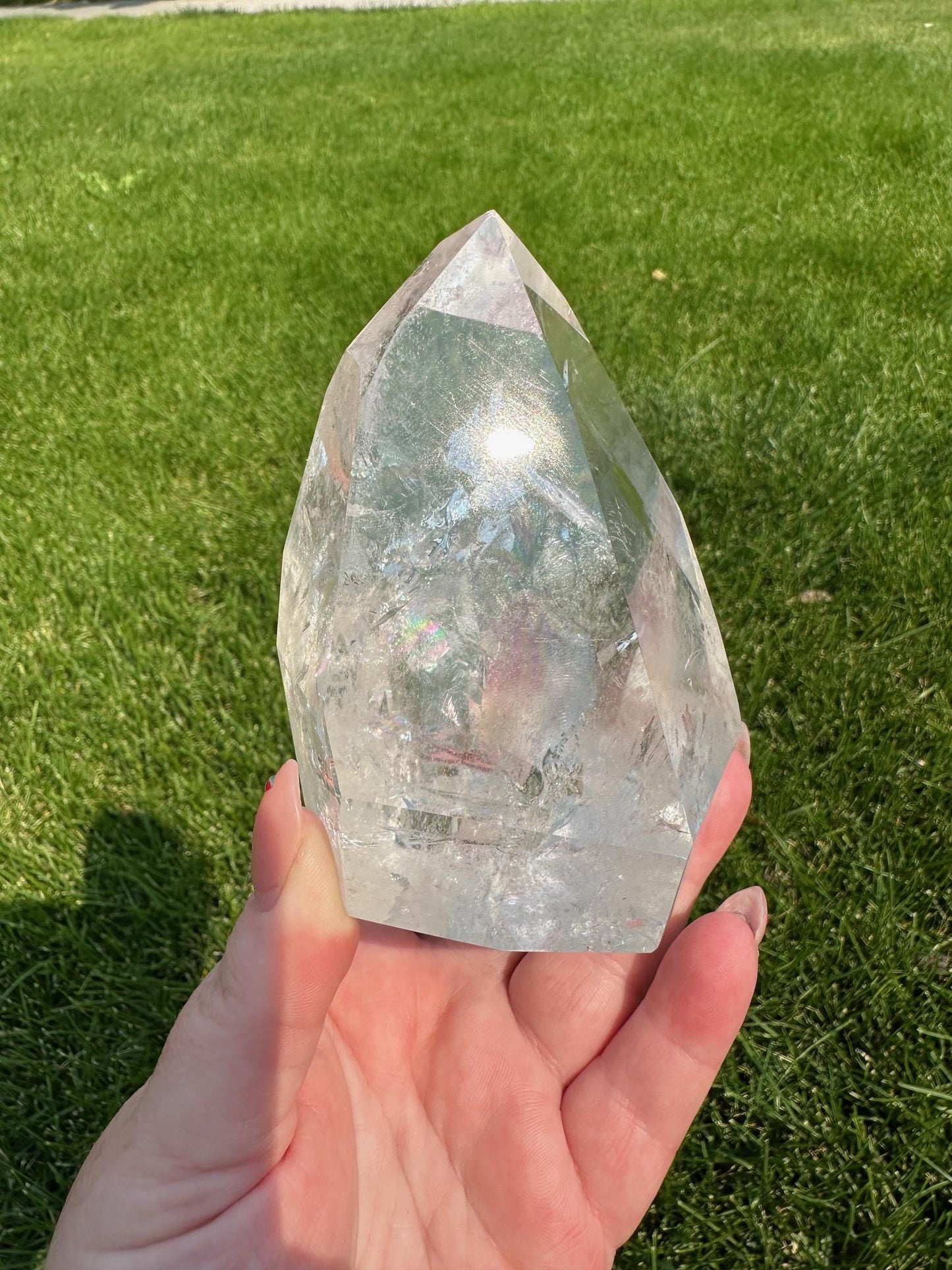 Clear Quartz Tower with Rainbows – 1 lb 7 oz – 3.7 Inches Tall – Powerful Energy Crystal