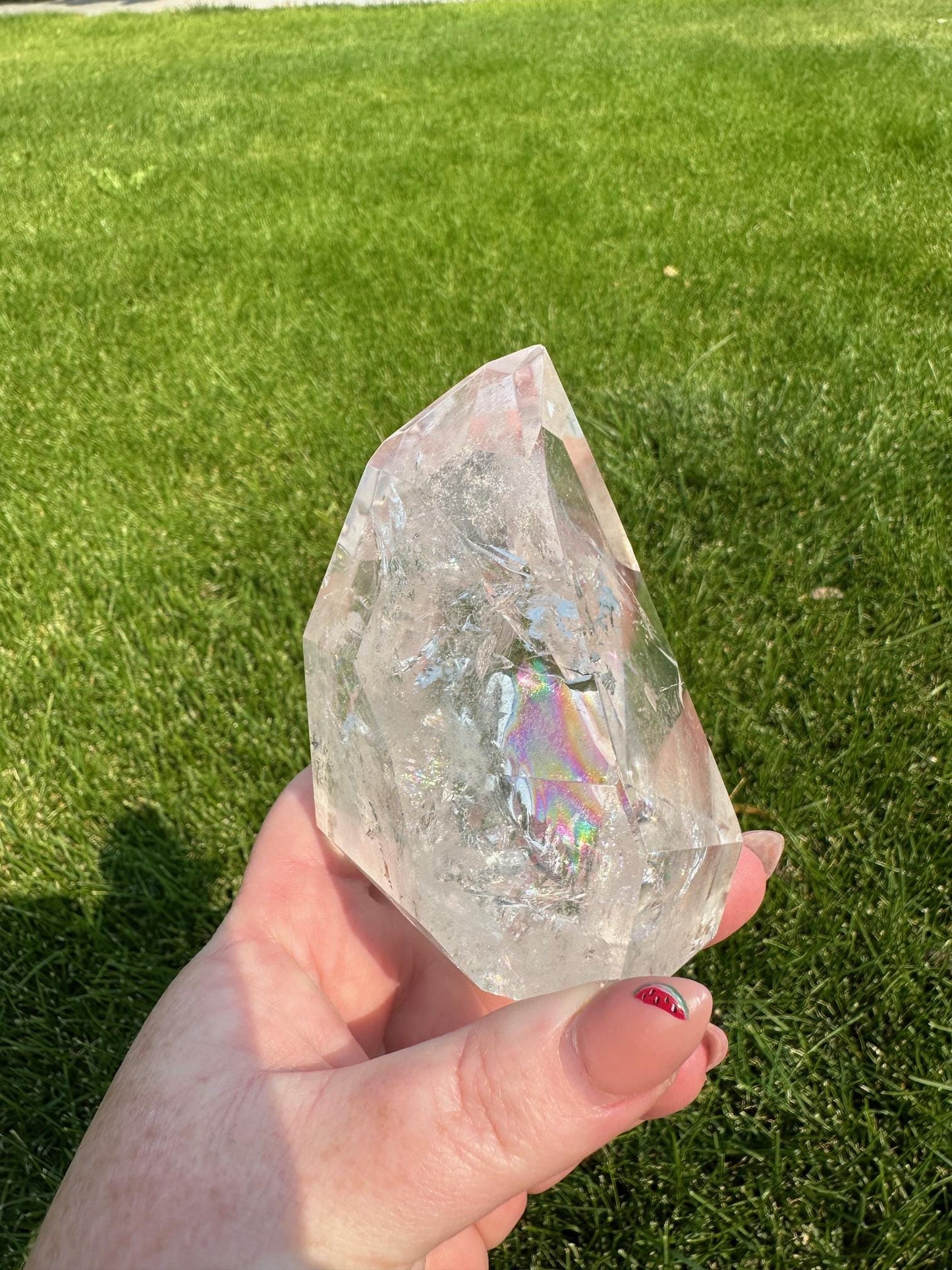 Clear Quartz Tower with Rainbows – 1 lb 7 oz – 3.7 Inches Tall – Powerful Energy Crystal