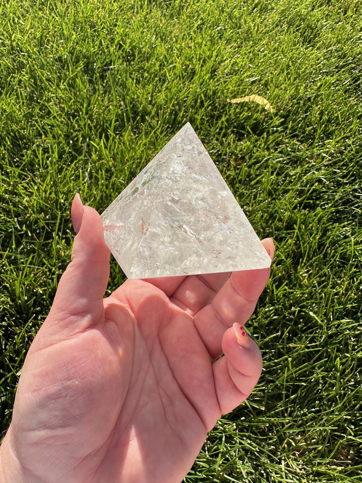 Clear Quartz Polished Pyramid - 2" Tall, 8 oz - Energy Amplification & Manifestation Crystal