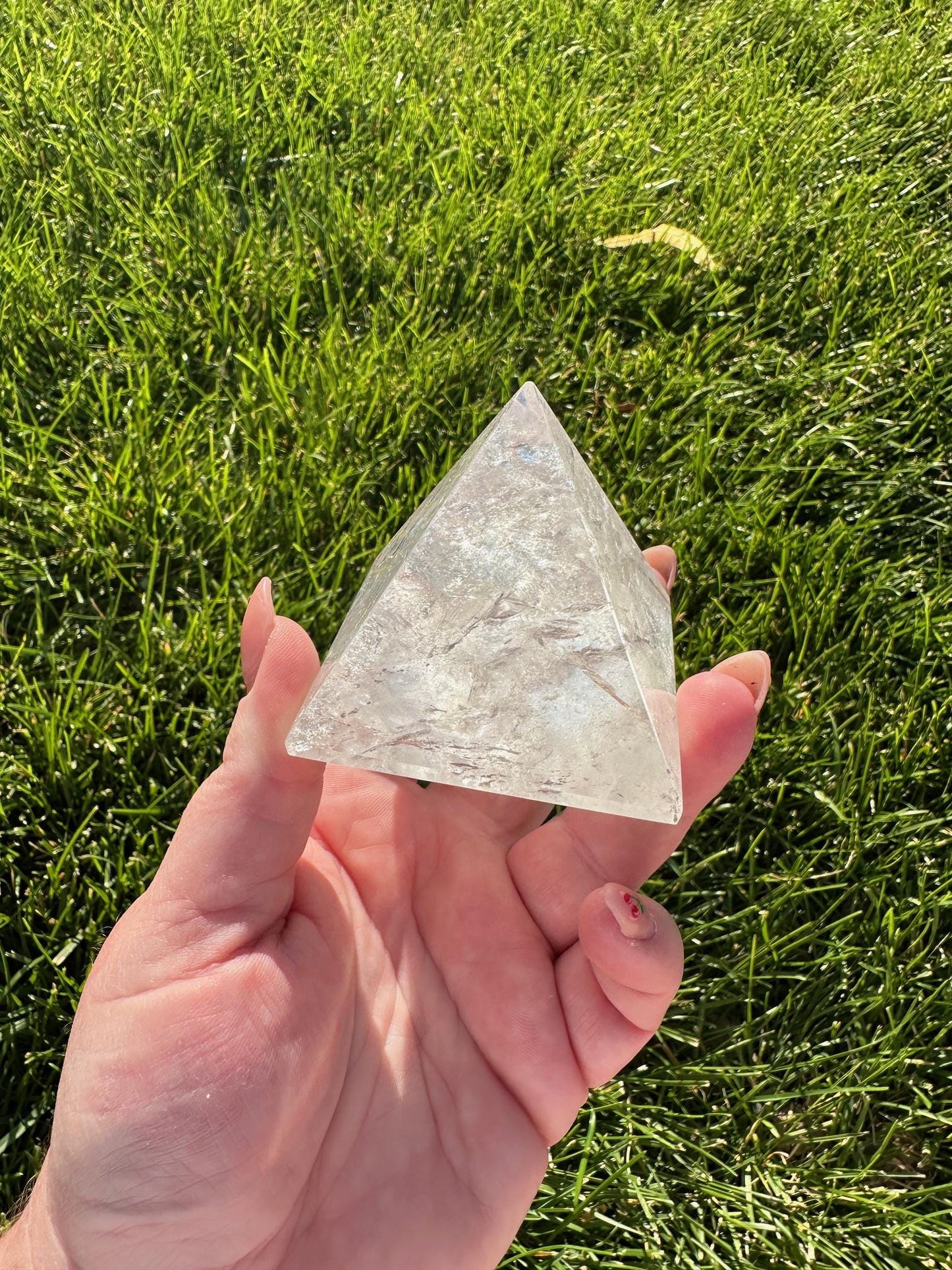 Clear Quartz Polished Pyramid - 2" Tall, 8 oz - Energy Amplification & Manifestation Crystal