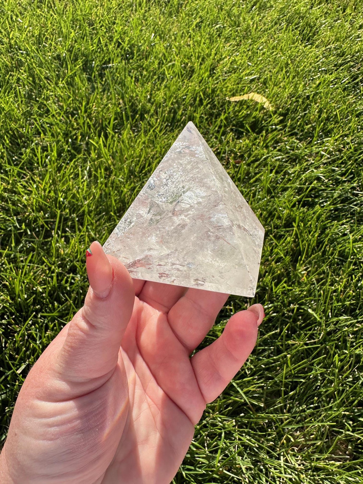 Clear Quartz Polished Pyramid - 2" Tall, 8 oz - Energy Amplification & Manifestation Crystal