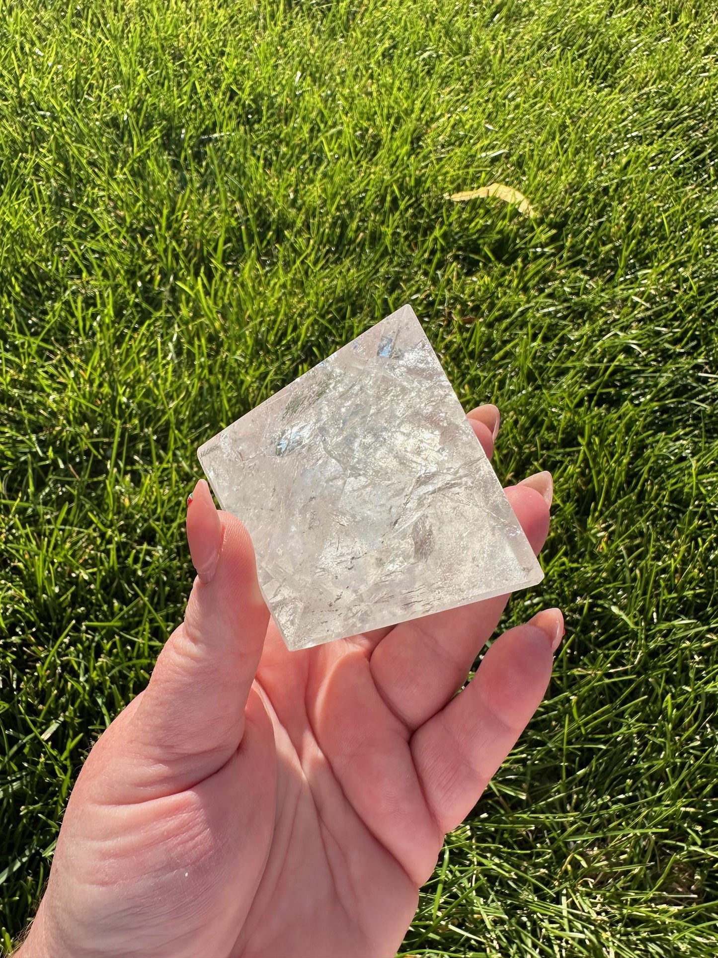 Clear Quartz Polished Pyramid - 2" Tall, 8 oz - Energy Amplification & Manifestation Crystal