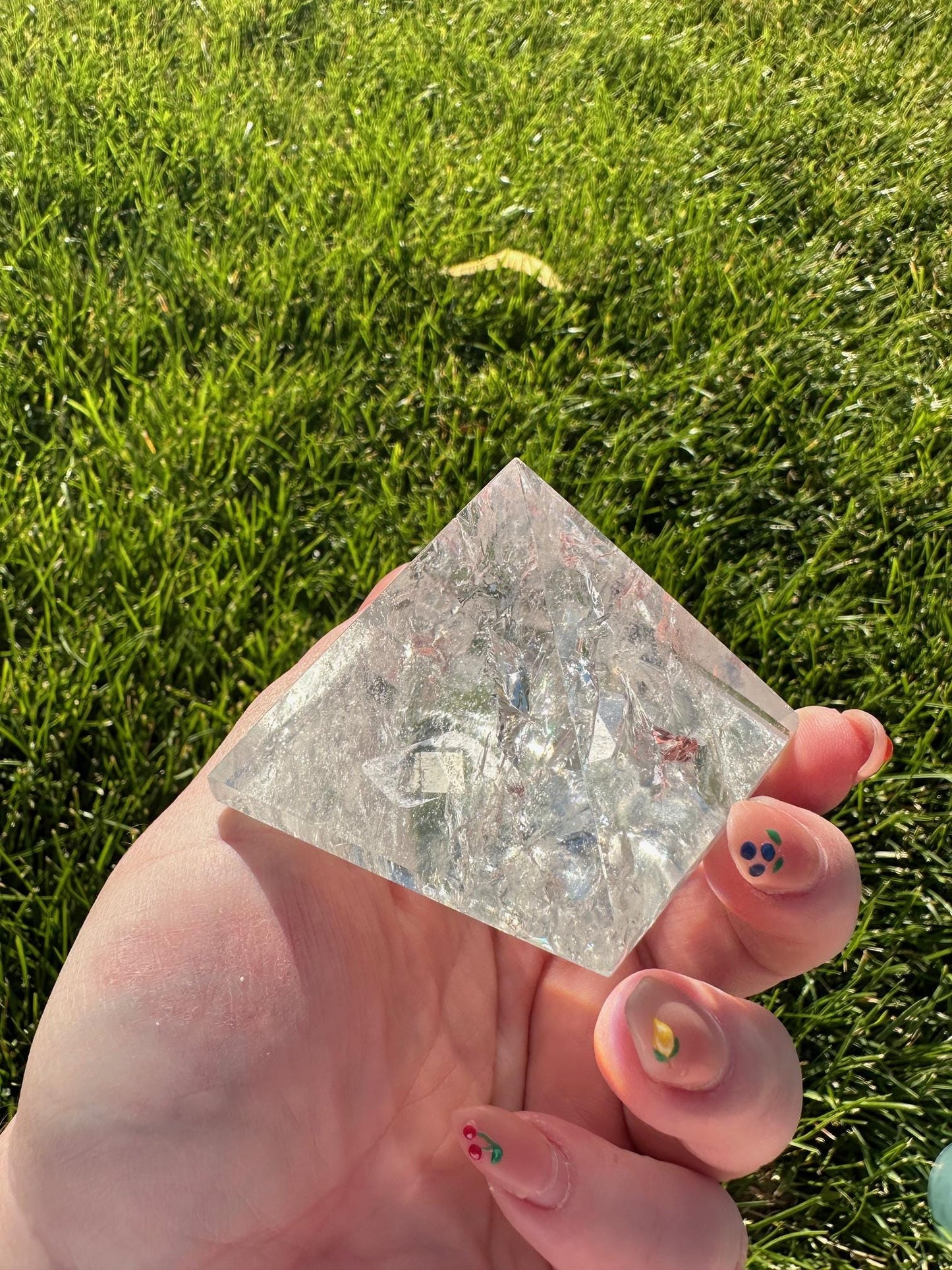 Clear Quartz Pyramid with Rainbows  – 1.7" Tall, 7 oz – Energy Amplification & Healing Crystal