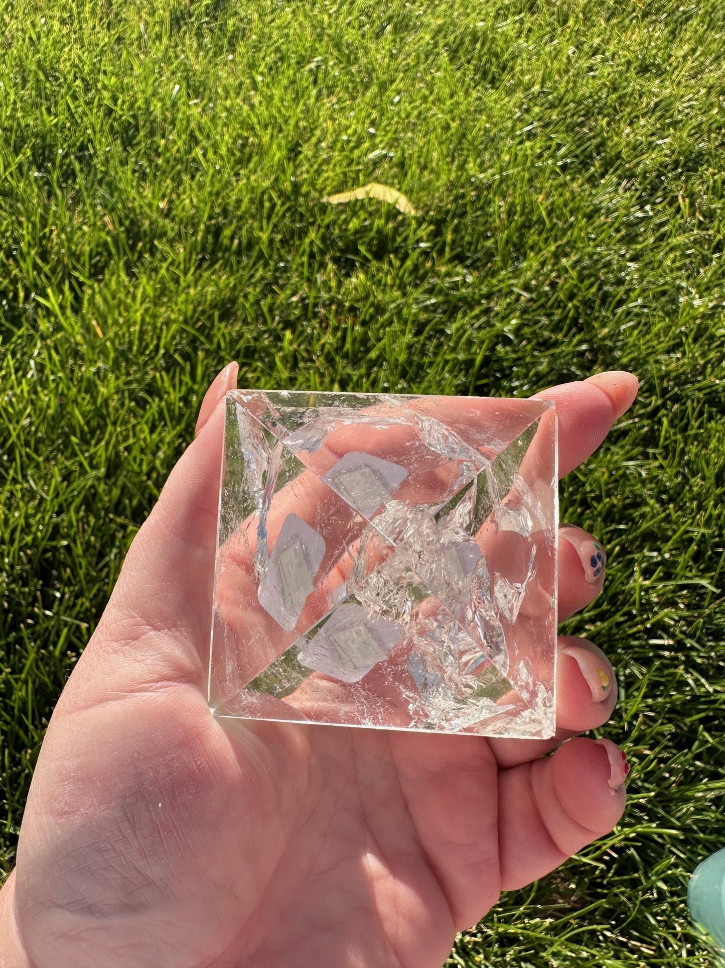 Clear Quartz Pyramid with Rainbows  – 1.7" Tall, 7 oz – Energy Amplification & Healing Crystal