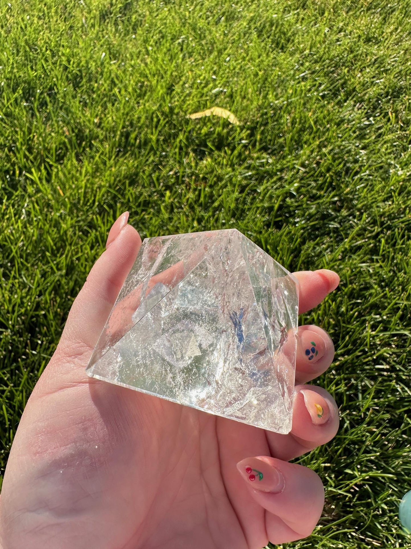 Clear Quartz Pyramid with Rainbows  – 1.7" Tall, 7 oz – Energy Amplification & Healing Crystal