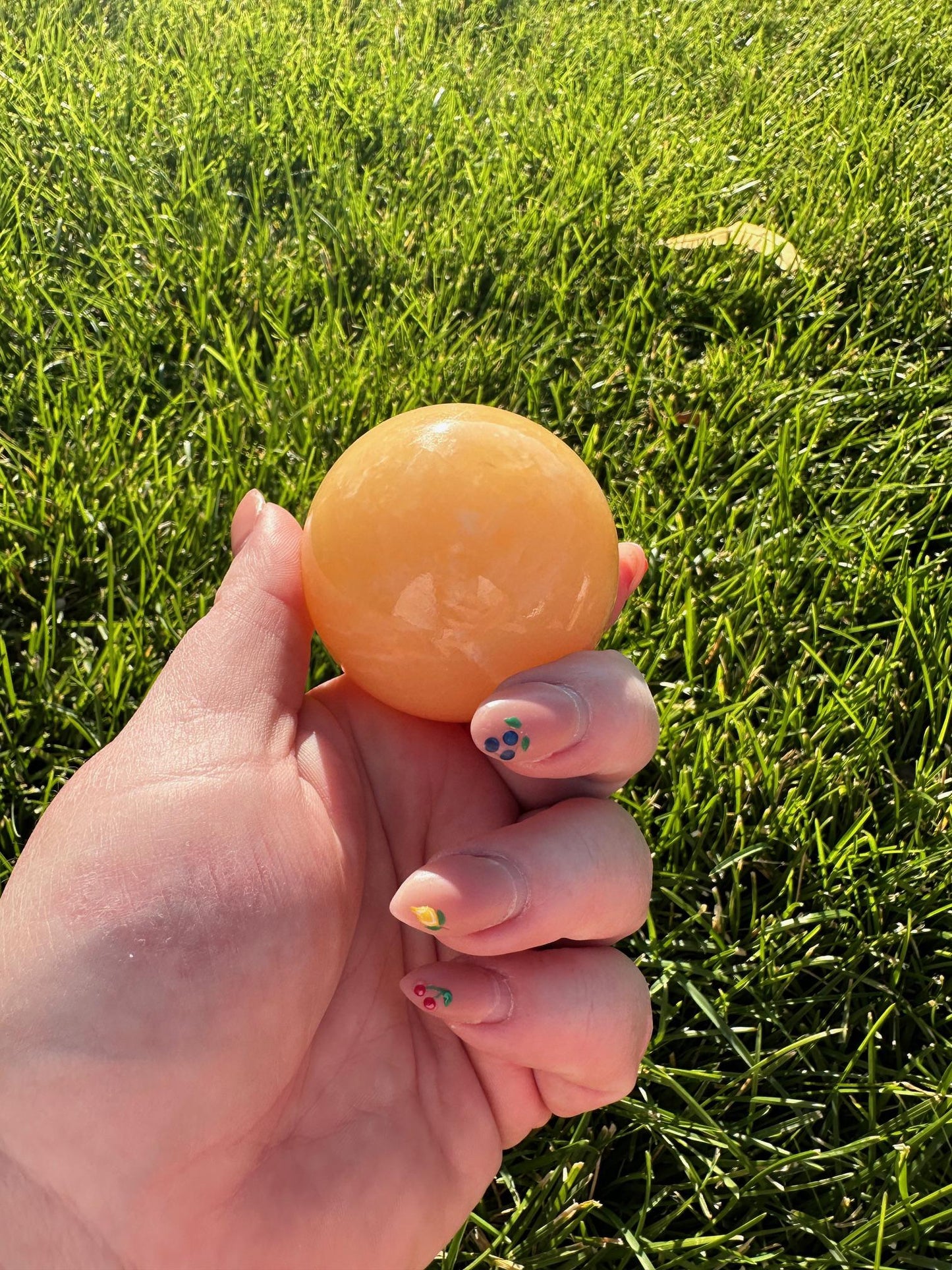 Orange Calcite Sphere – 2" Diameter, 8 oz – Joy, Creativity, and Emotional Healing Crystal