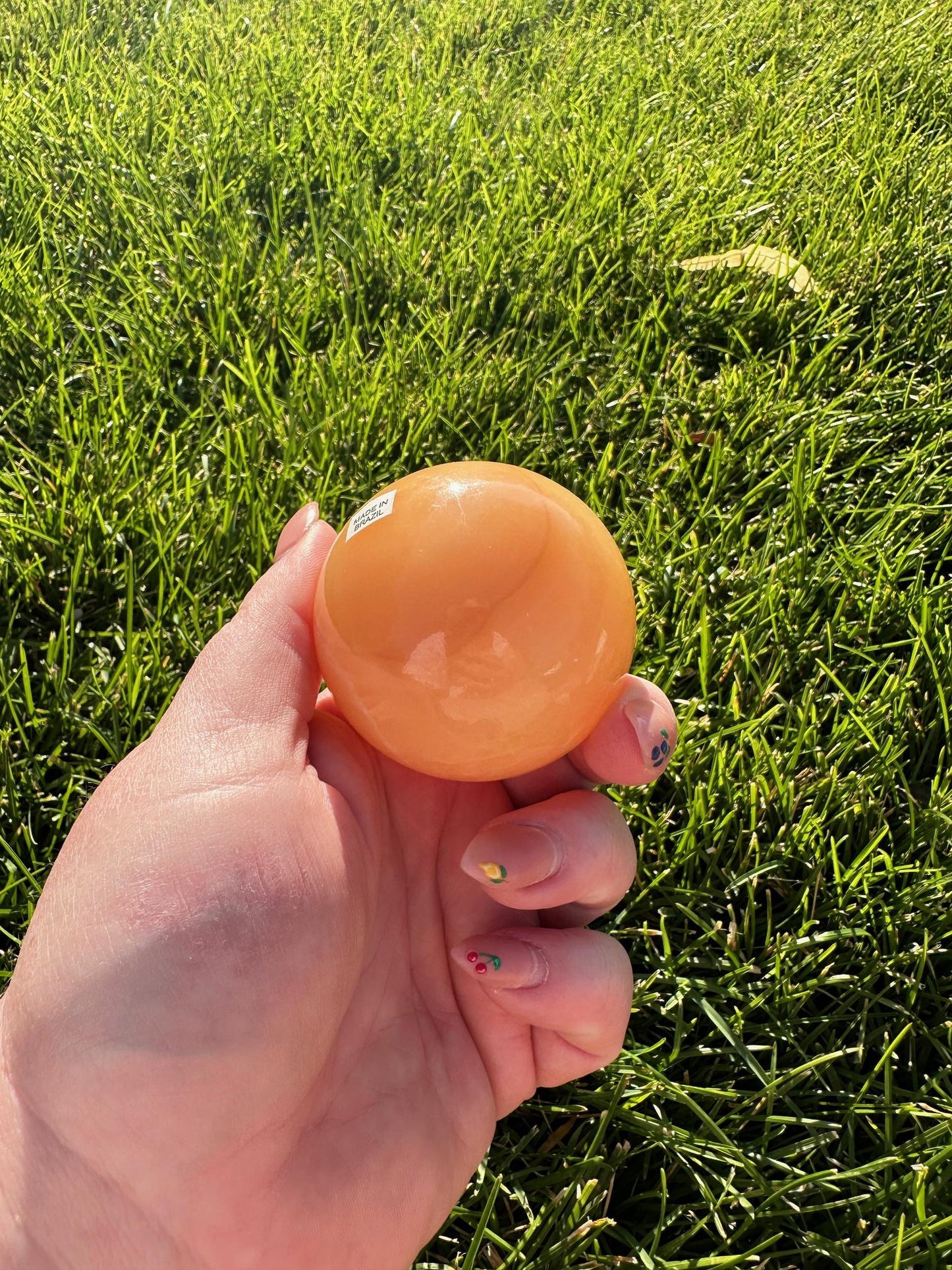 Orange Calcite Sphere – 2" Diameter, 8 oz – Joy, Creativity, and Emotional Healing Crystal