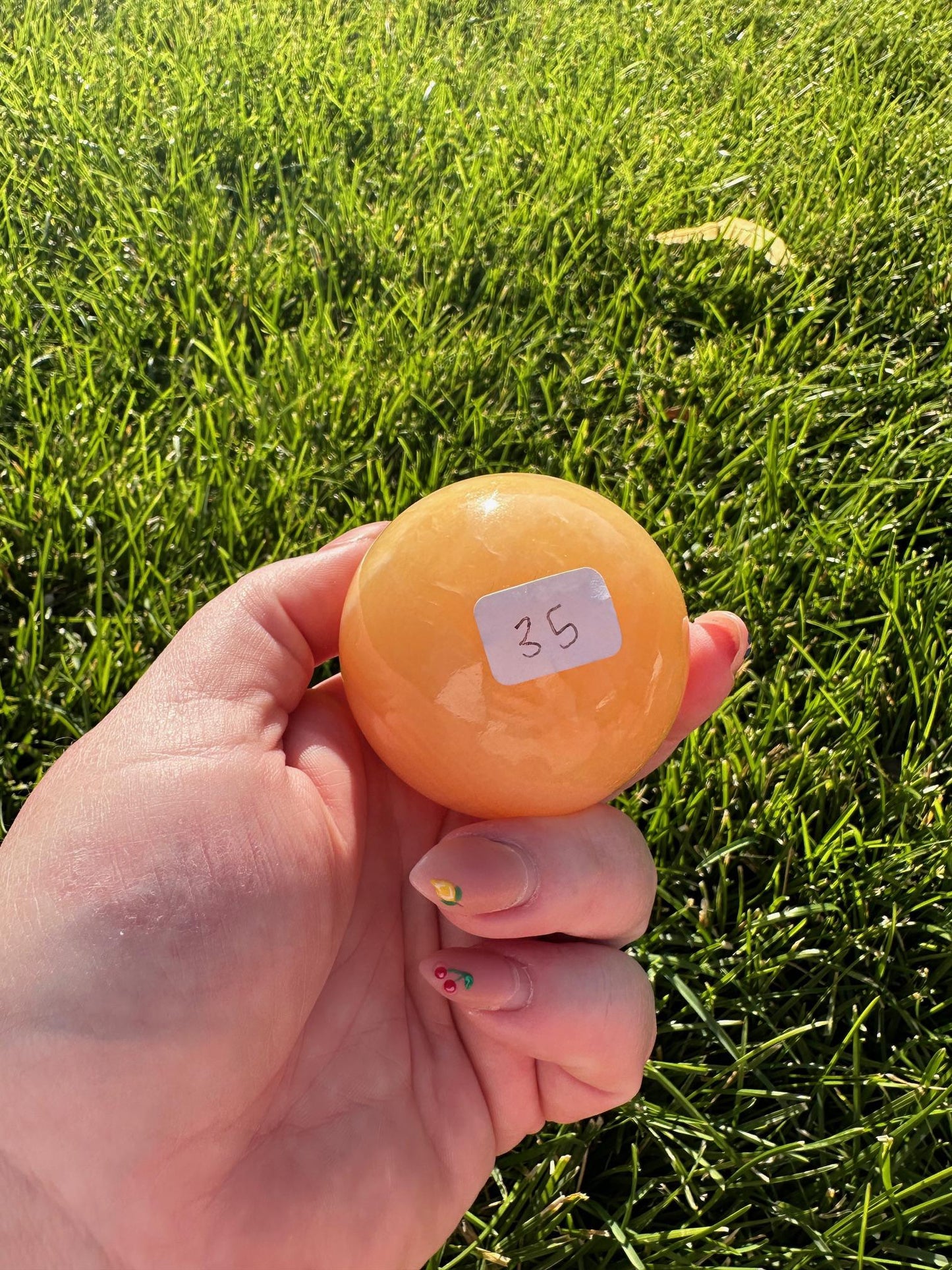 Orange Calcite Sphere – 2" Diameter, 8 oz – Joy, Creativity, and Emotional Healing Crystal