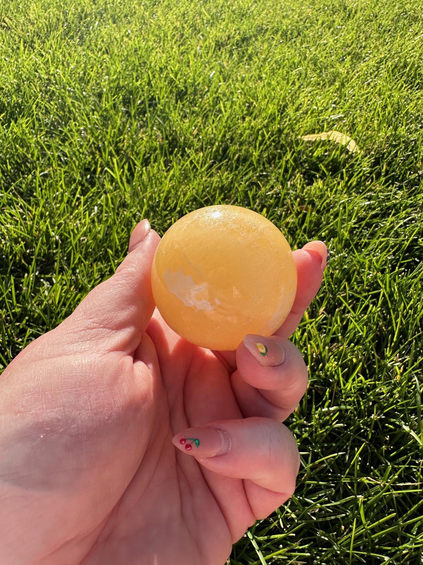 Orange Calcite Sphere – 1.7" Diameter, 6 oz – Energizing Creativity & Emotional Healing Crystal