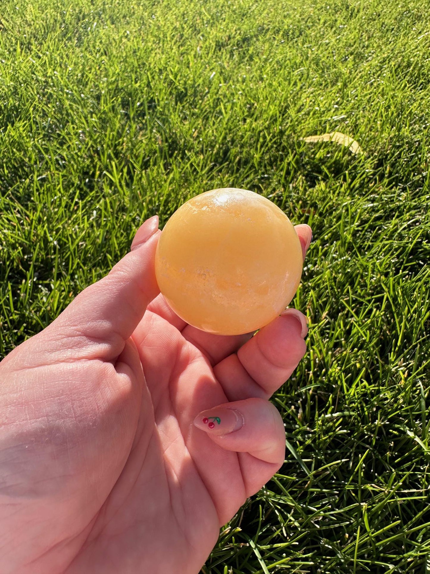 Orange Calcite Sphere – 1.7" Diameter, 6 oz – Energizing Creativity & Emotional Healing Crystal