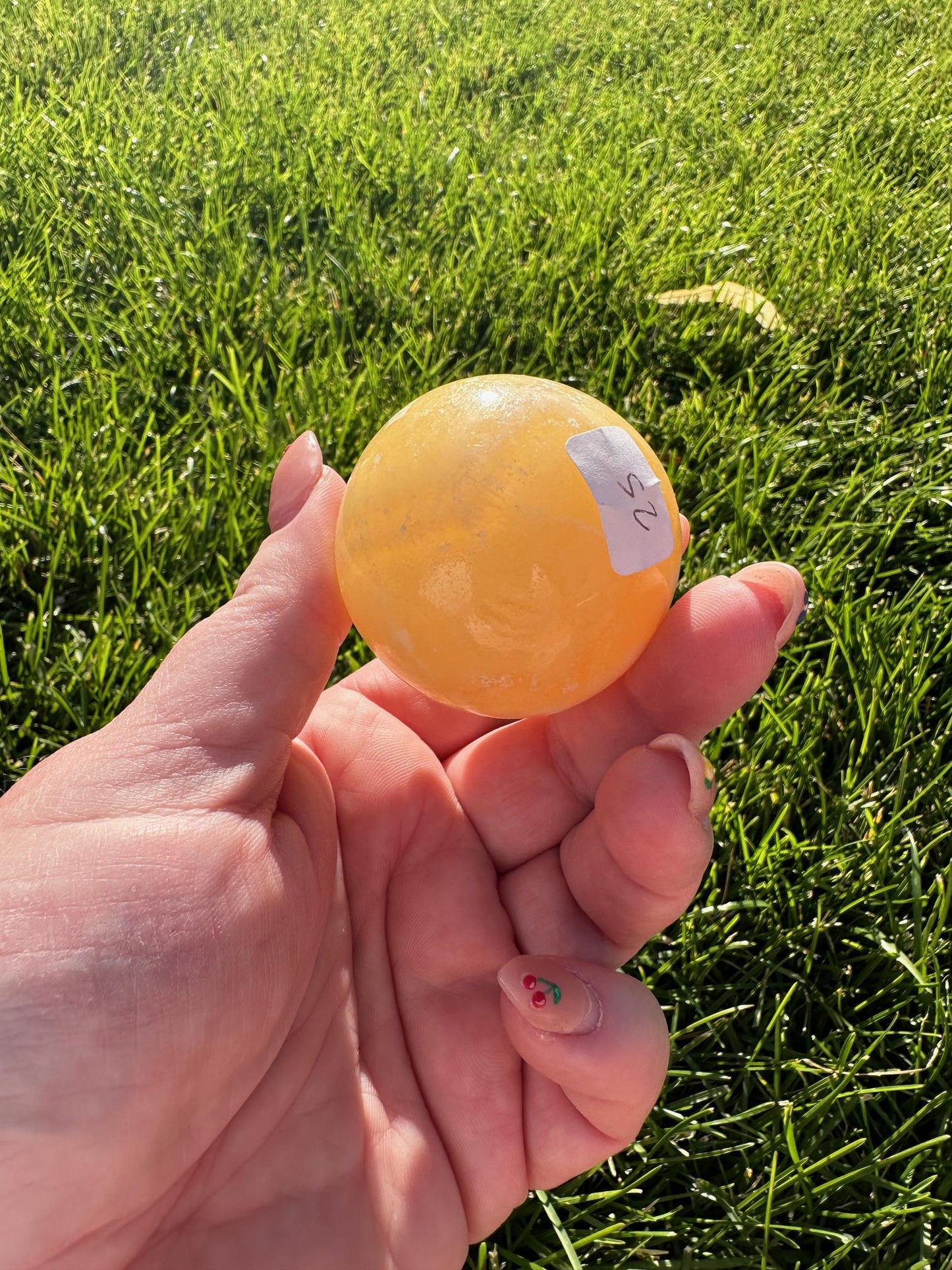 Orange Calcite Sphere – 1.7" Diameter, 6 oz – Energizing Creativity & Emotional Healing Crystal