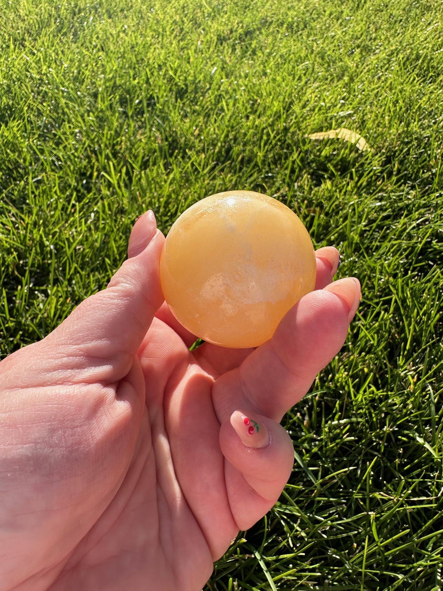 Orange Calcite Sphere – 1.7" Diameter, 6 oz – Energizing Creativity & Emotional Healing Crystal