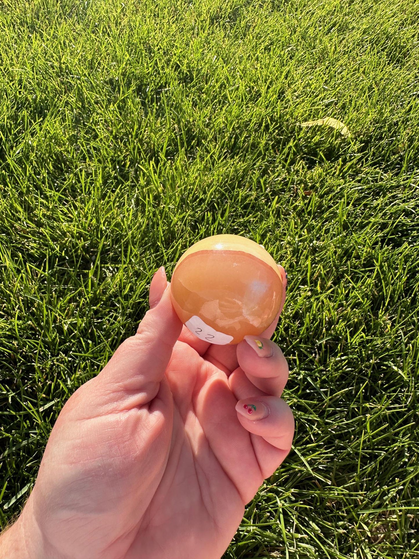 Orange Calcite Sphere – 1.6" Diameter, 5 oz – Creativity & Emotional Healing Crystal Ball