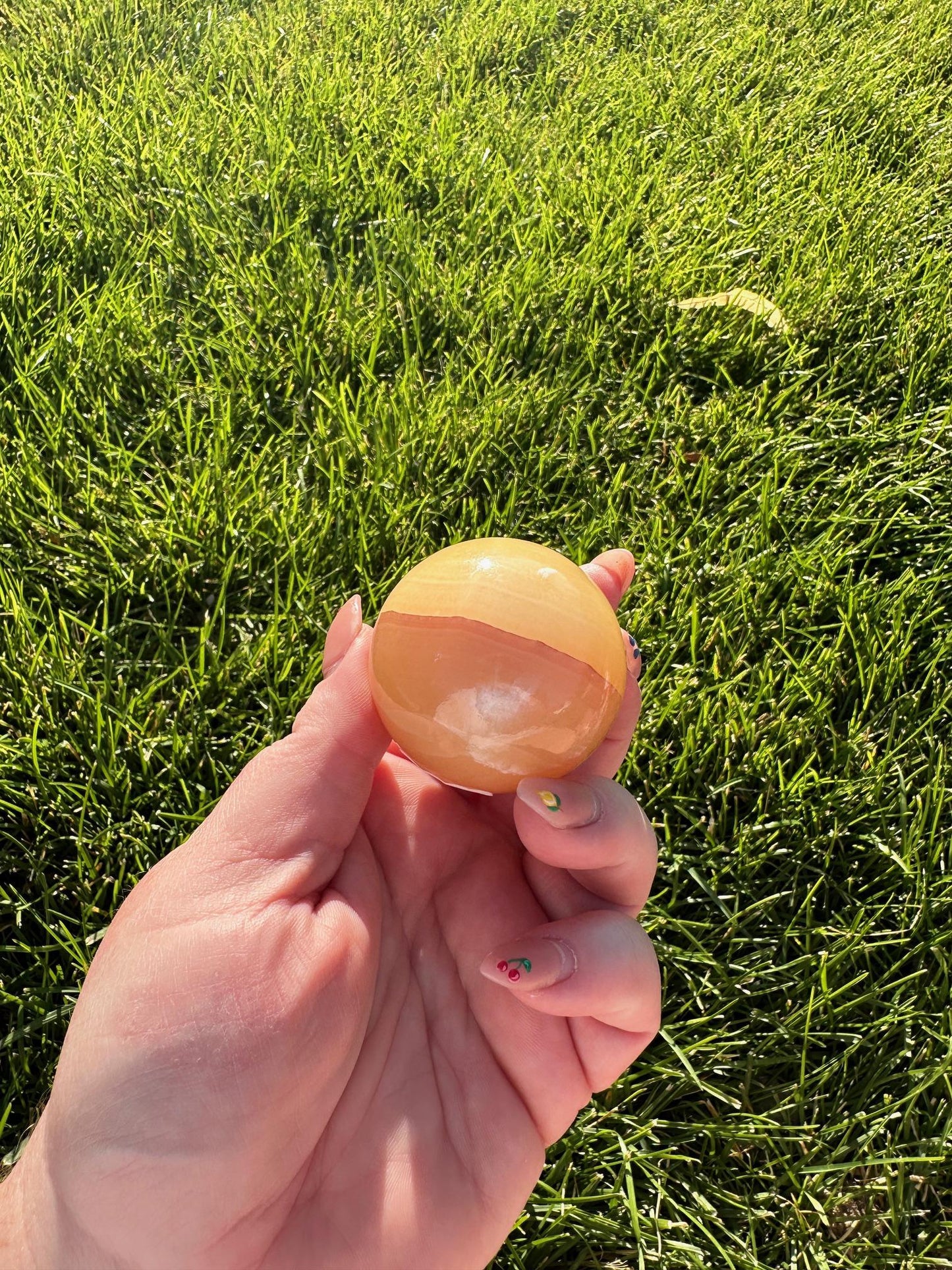 Orange Calcite Sphere – 1.6" Diameter, 5 oz – Creativity & Emotional Healing Crystal Ball