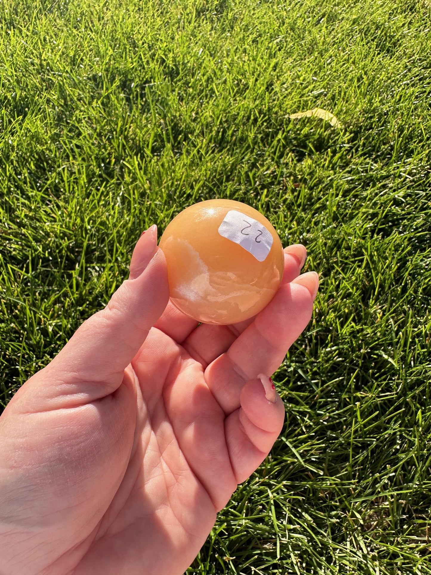 Orange Calcite Sphere – 1.6" Diameter, 5 oz – Creativity & Emotional Healing Crystal Ball